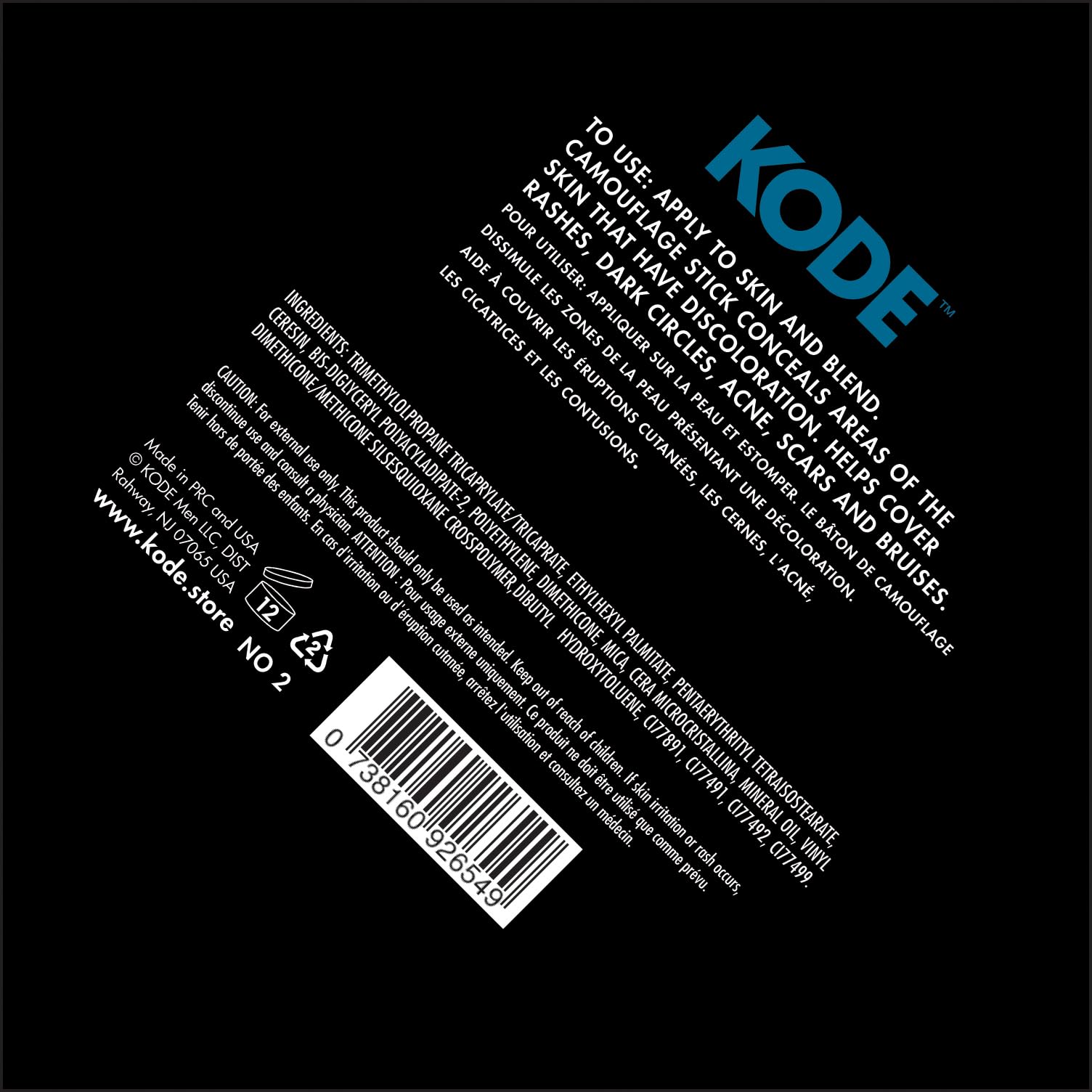 KODE Mens Concealer (Shade 2 of 6) Dark Circle Under Eye Cream Corrector, Multi-Use, Pimples, Scars, Rashes