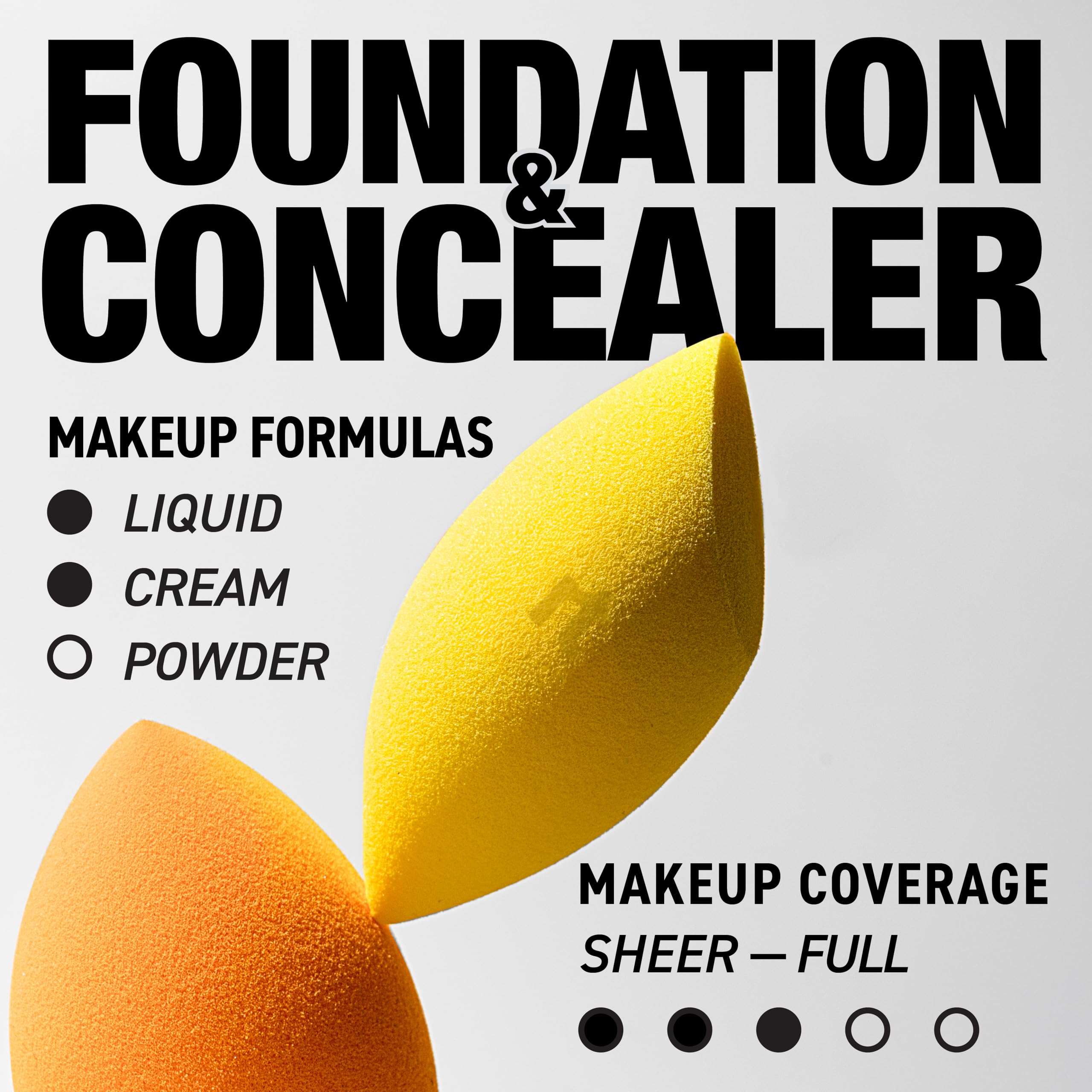 Real Techniques Miracle Complexion Sponge + Concealer Sponge Duo, Makeup Blending Sponges For Foundation & Concealer, Offers Light To Medium Coverage, Natural, Dewy Makeup, Latex-Free Foam 2 Count
