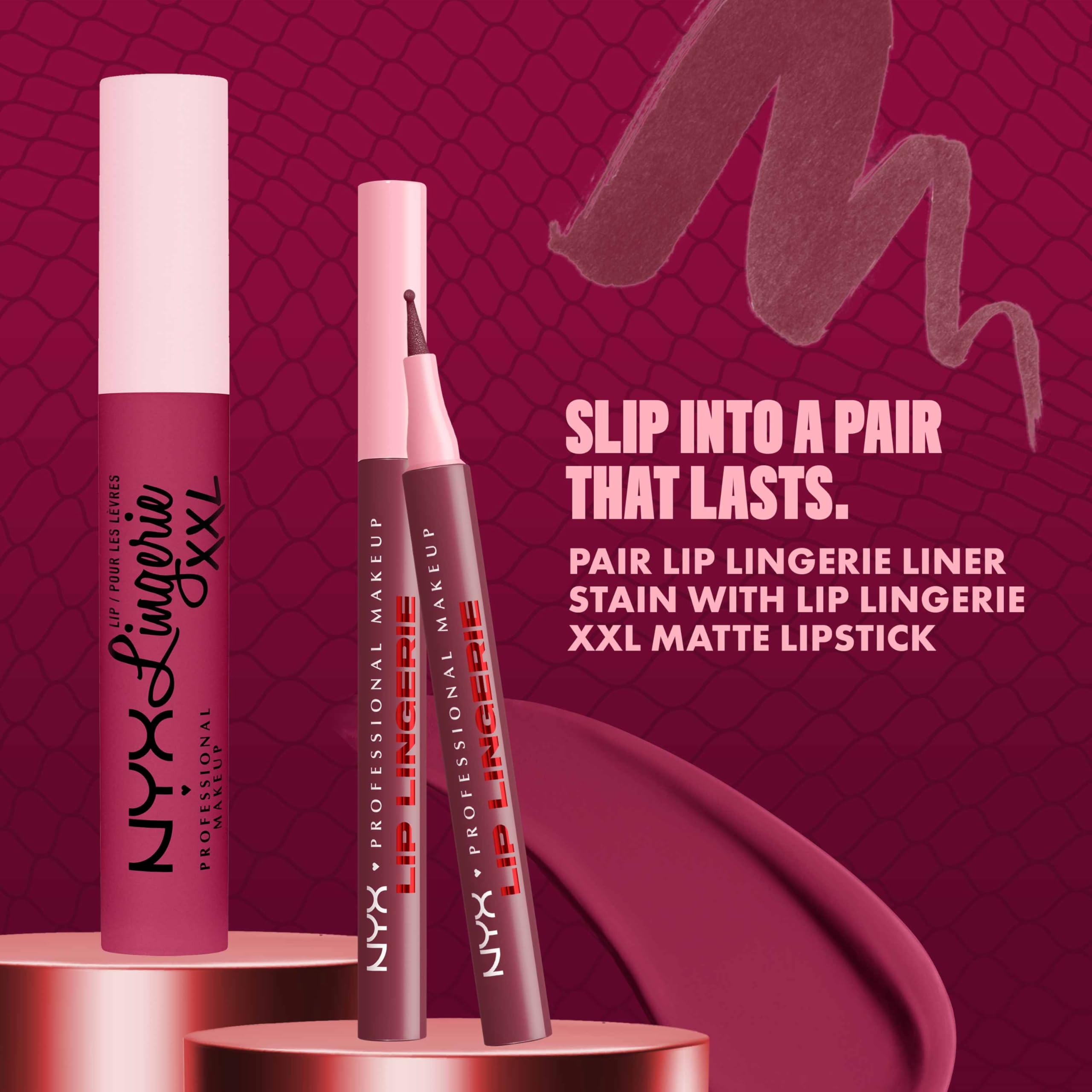 NYX PROFESSIONAL MAKEUP Lip Lingerie Liner Stain, Seamless Make Up with All-Day Color, Waterproof Lip Stain Finish - Naughty Nude (Warm Nude)