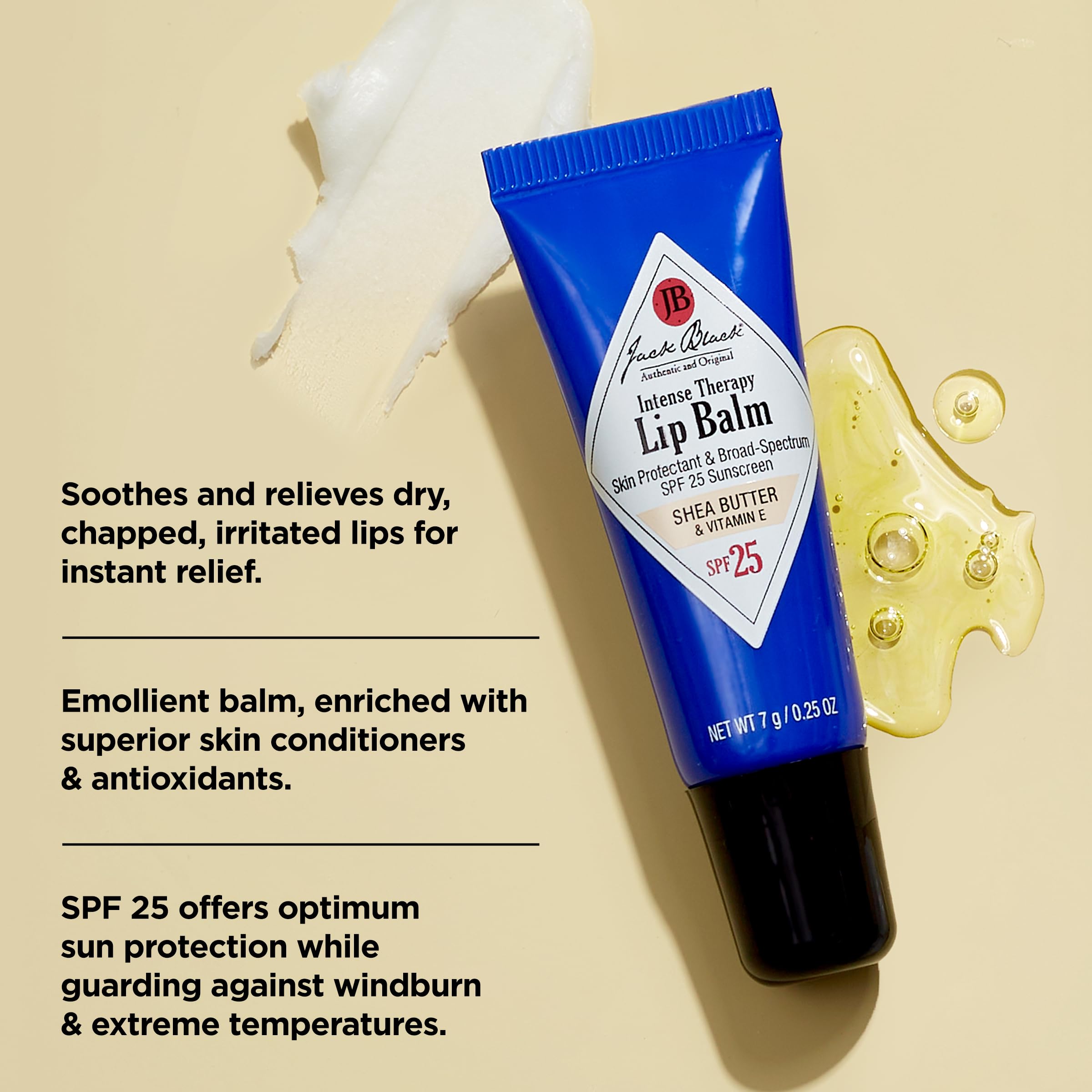 Jack Black Lip Balm Service Set - Intense Therapy Natural Mint & Shea Butter + Shea Butter with Vitamin E, SPF 25 Sun Protection, Lip Moisturizer, Hydrating Balm with SPF Sunscreen