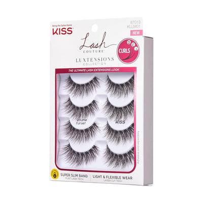 KISS Lash Couture Luxtensions Collection False Eyelashes Multipack, 'Volume Full Set', 14 mm, Super Slim Band, Light & Flexible Wear, Flat Lash & Laser Cut Technology, Includes 4 Pairs of Strip Lashes