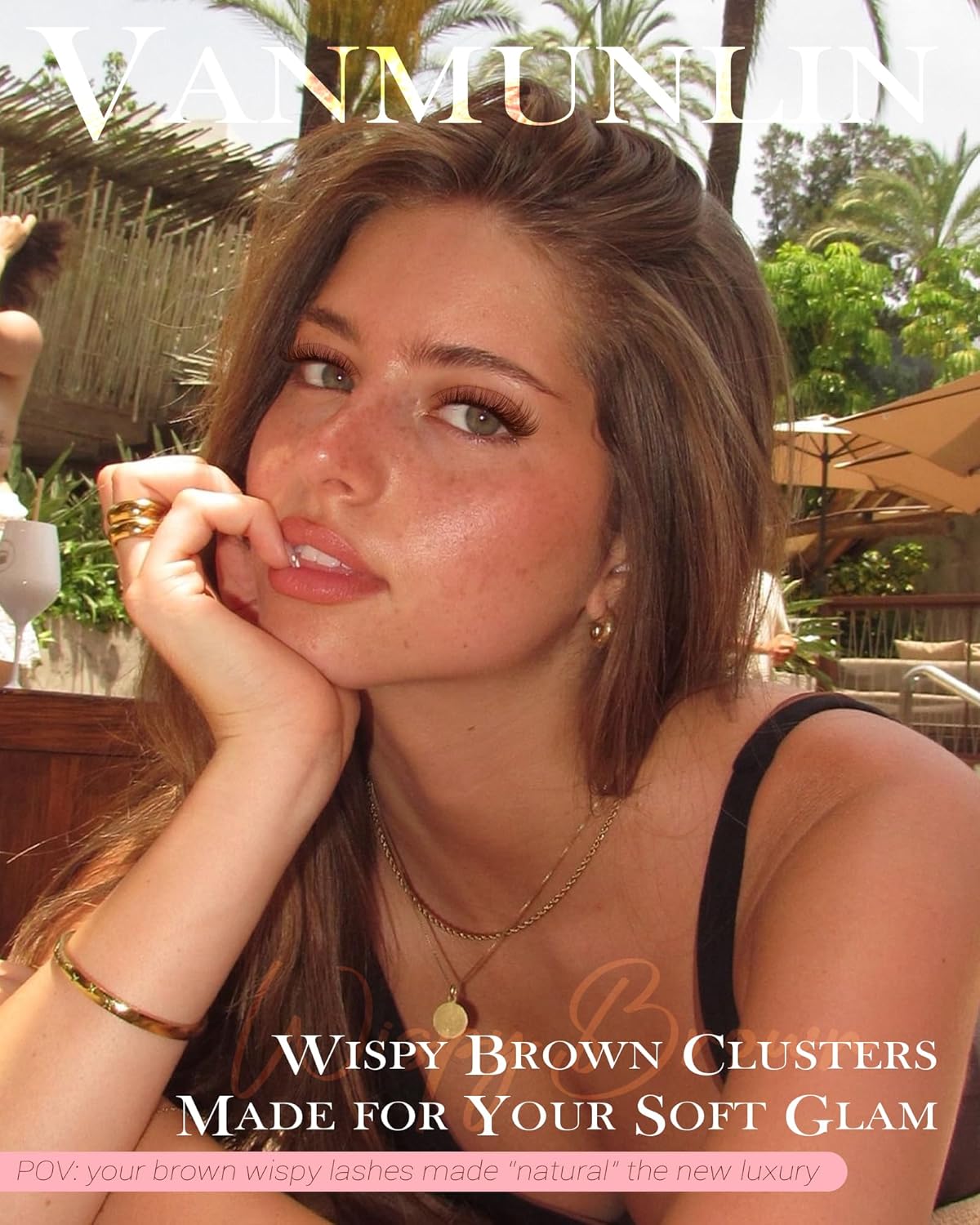 Brown Wispy Lash Clusters Kit Natural Eyelashes Clusters Kit Cluster Eyelash Extensions 10-16mm C Curl Cluster Lashes DIY Eyelash Clusters Waterproof Individual Lash Extension Kit with Brush