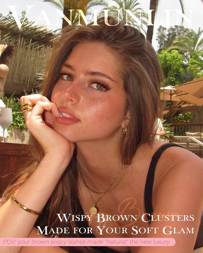 Brown Wispy Lash Clusters Kit Natural Eyelashes Clusters Kit Cluster Eyelash Extensions 10-16mm C Curl Cluster Lashes DIY Eyelash Clusters Waterproof Individual Lash Extension Kit with Brush