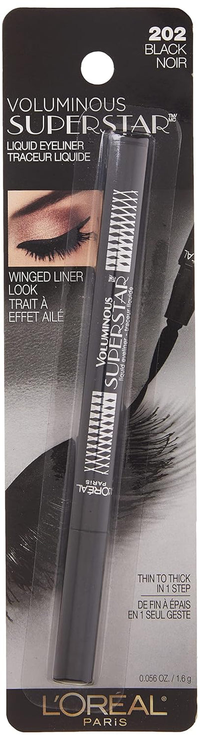 L'Oreal Paris Voluminous Superstar Liquid Eyeliner Pen, Black [202] 0.056 oz