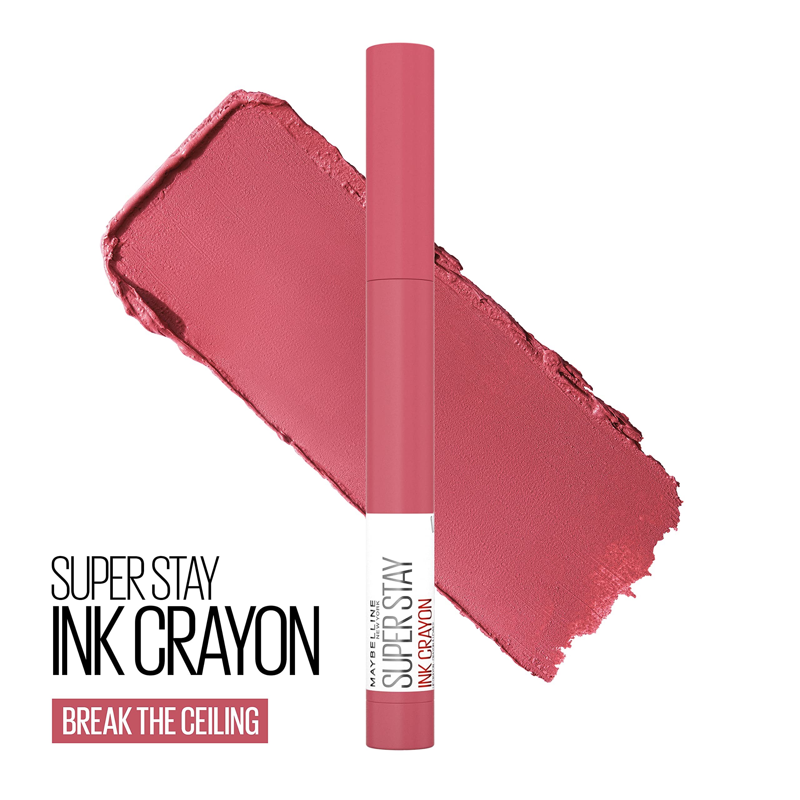 Maybelline Super Stay Ink Crayon Matte Longwear Lipstick Makeup, 145 Break The Ceiling, 0.04 oz