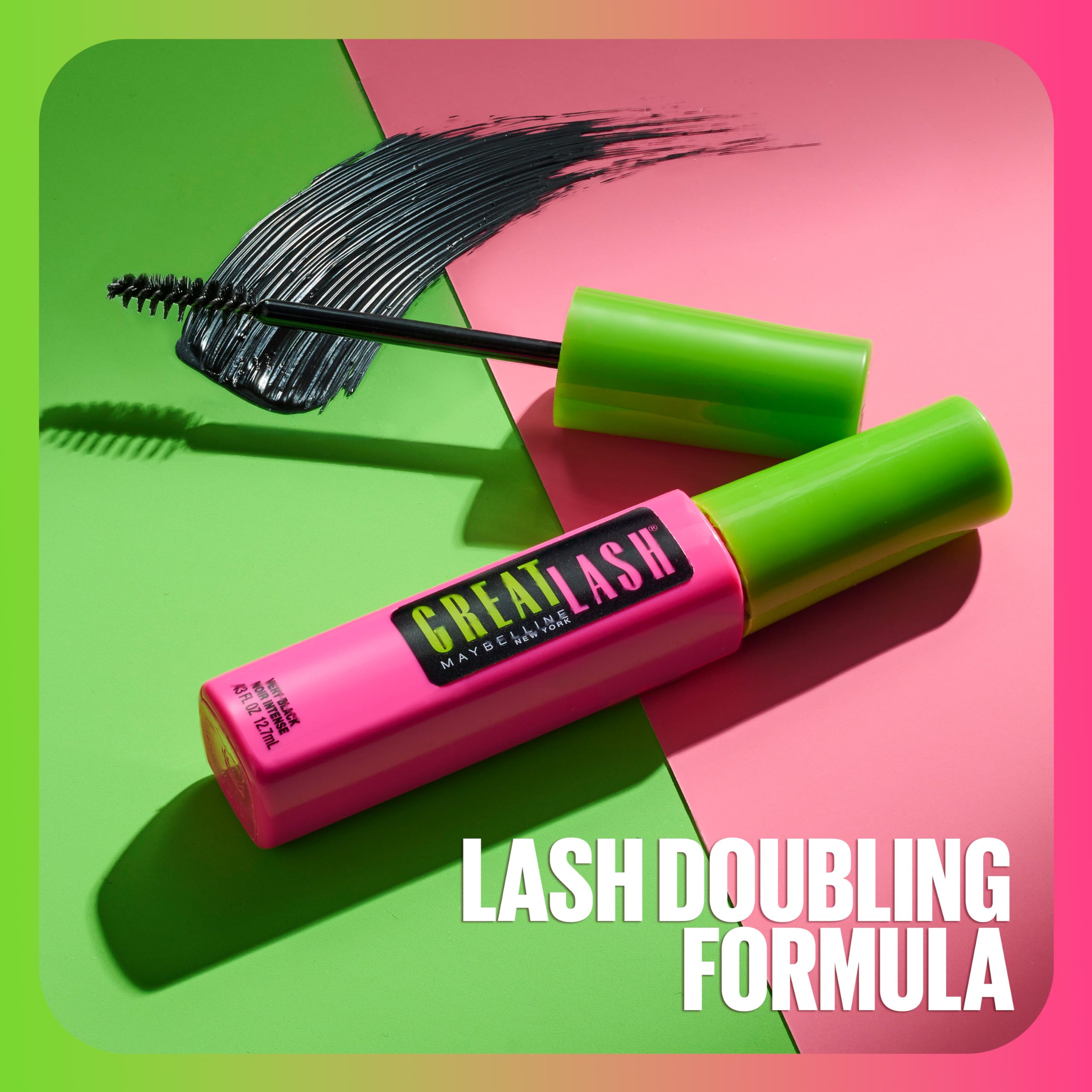 Maybelline Great Lash Lots Of Lashes Washable Mascara, Volumizing, Thickening and Curling Mascara, Very Black, 1 Count