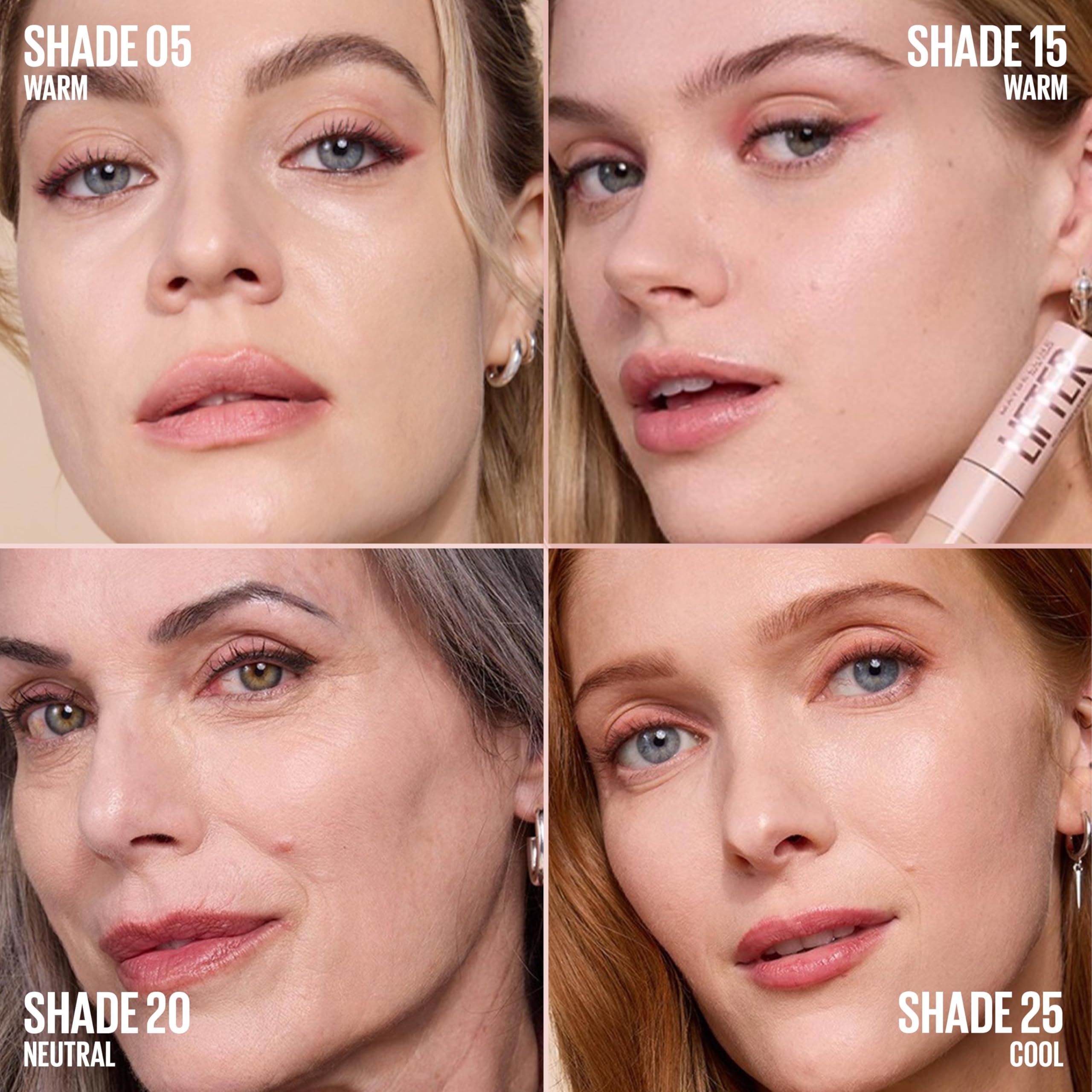 Maybelline Lifter Serum Concealer, Radiant Concealer with Full Coverage, Includes 2% Peptides + Caffeine to Hydrates & Brightens Under Eyes, 25, 1 Count