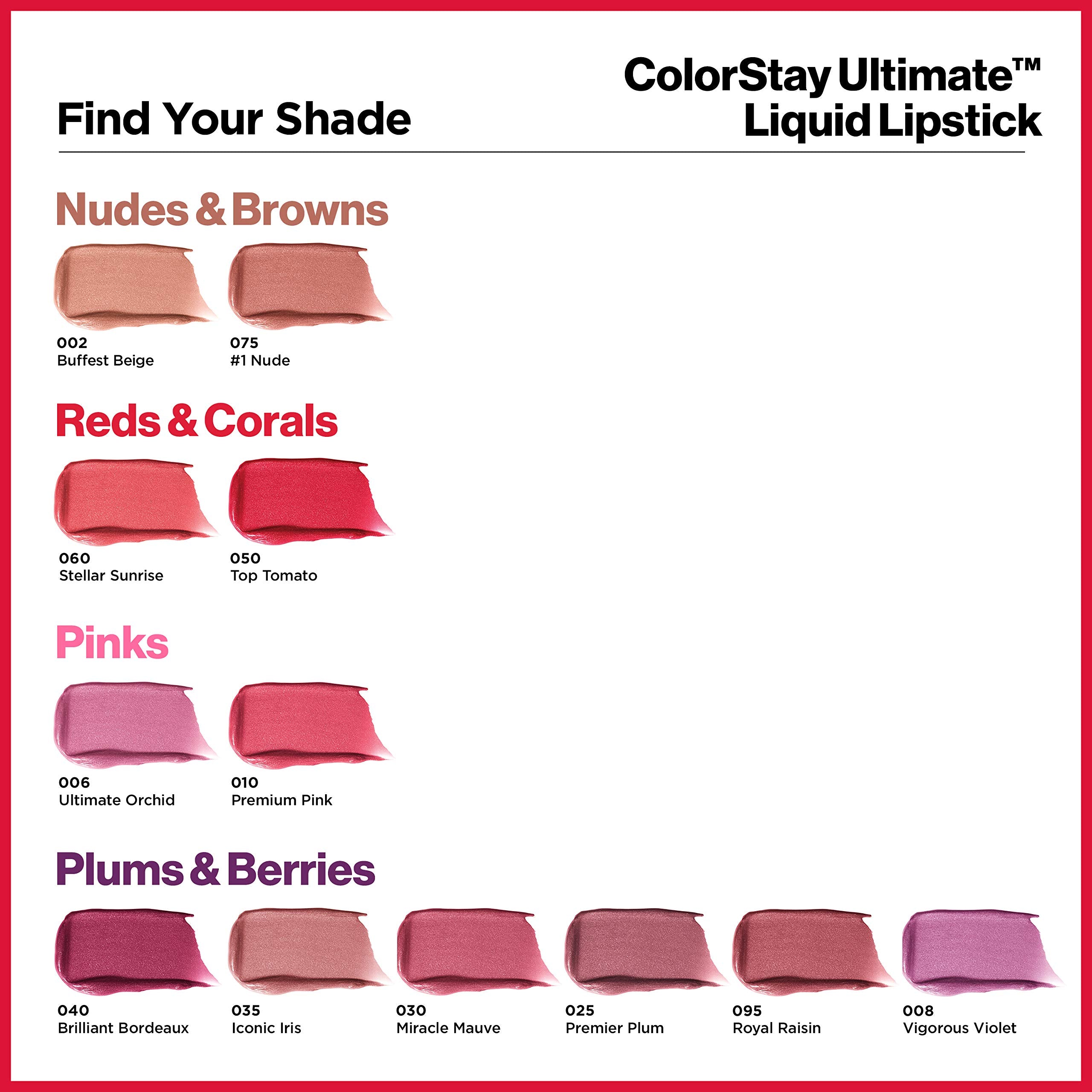 Revlon ColorStay Ultimate Liquid Lipstick, Longwear Rich Lip Colors, Wears for Up to 24 Hours, Satin Finish, 025 Premier Plum, 0.1 fl oz