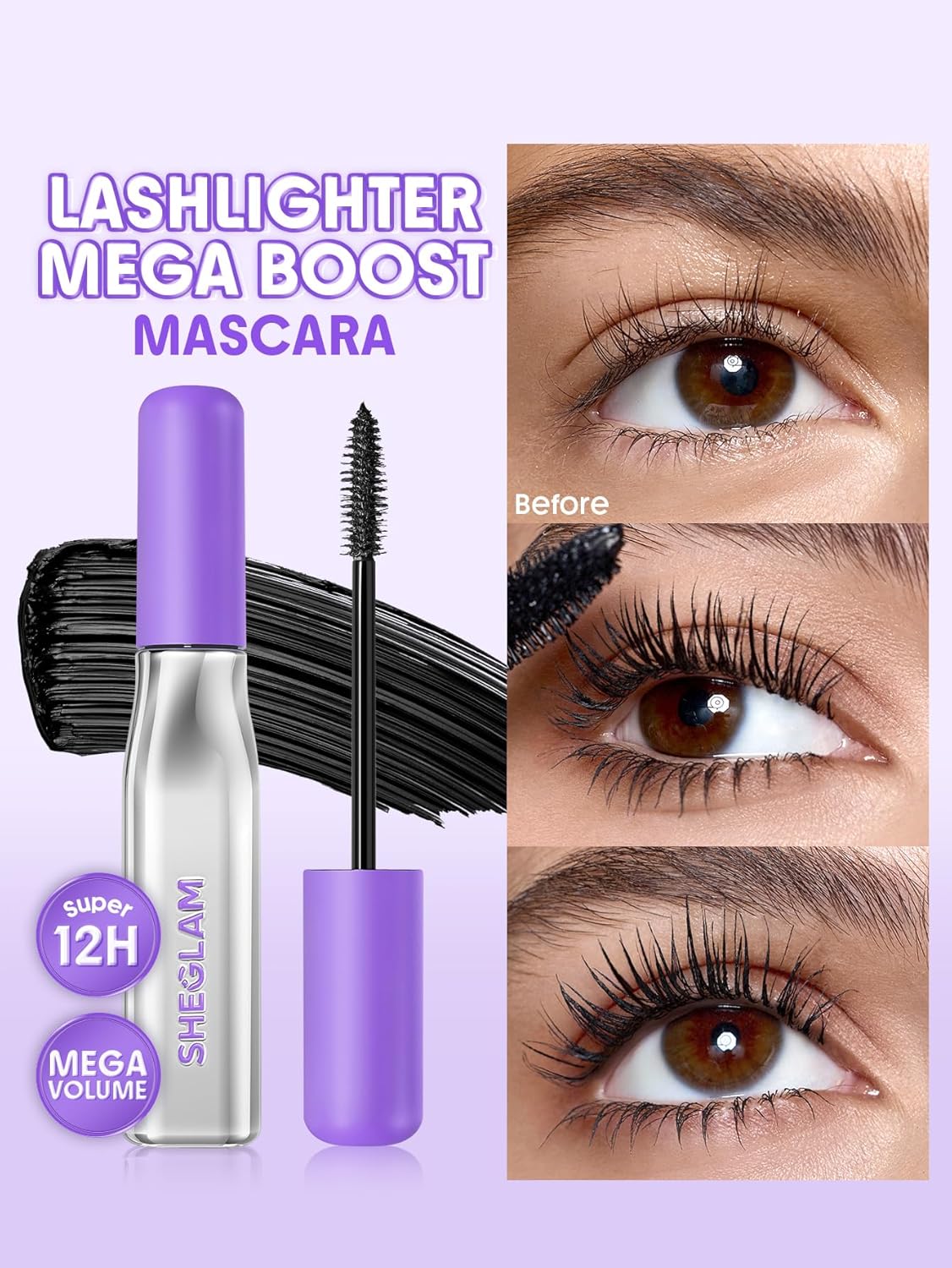 SHEGLAM Lashlighter Mega Boost Mascara Volumizing Defined Lashes