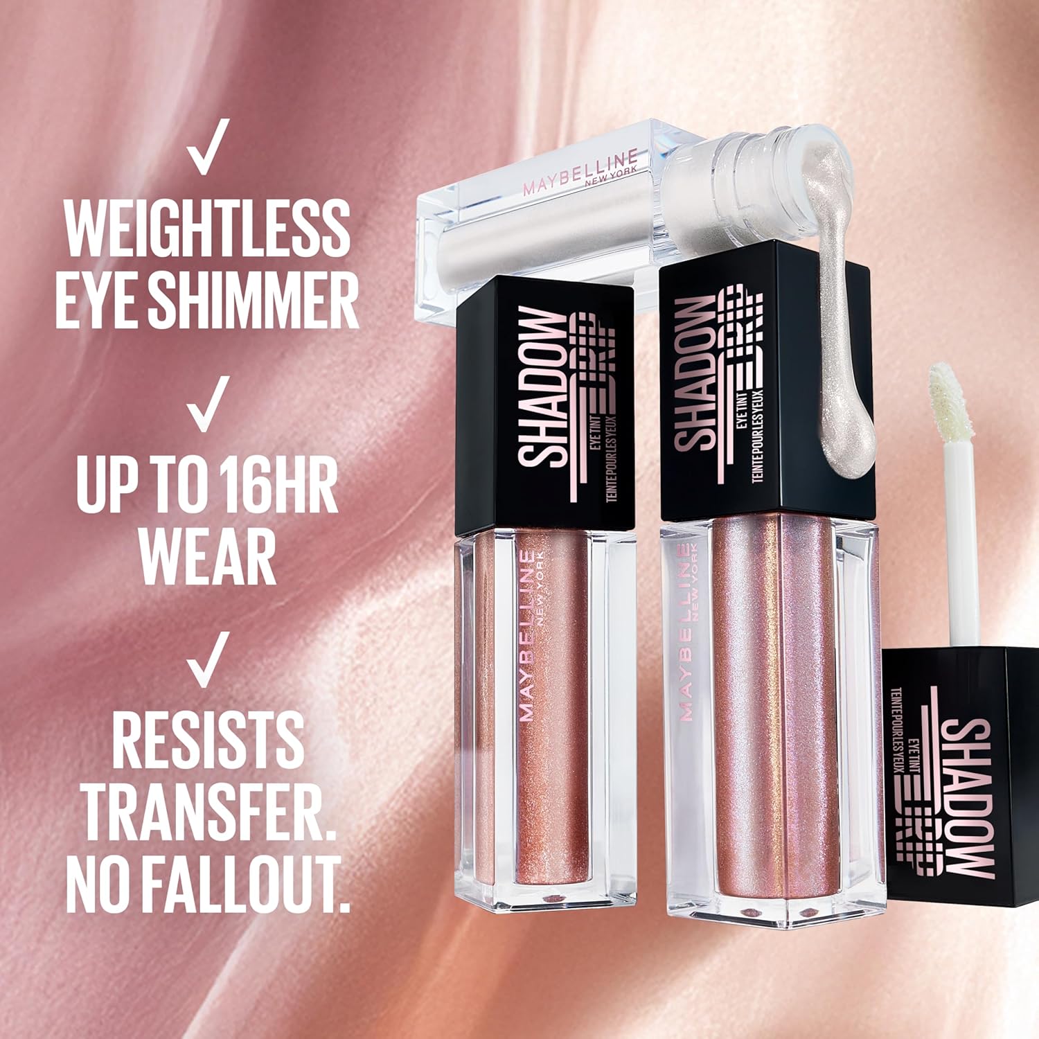 MAYBELLINE Shadow Drip Eye Tint Liquid Eyeshadow, High-Impact, Lightweight Shimmer Eye Shadow with Up To 16HR Wear, Silver Drip, 1 Count