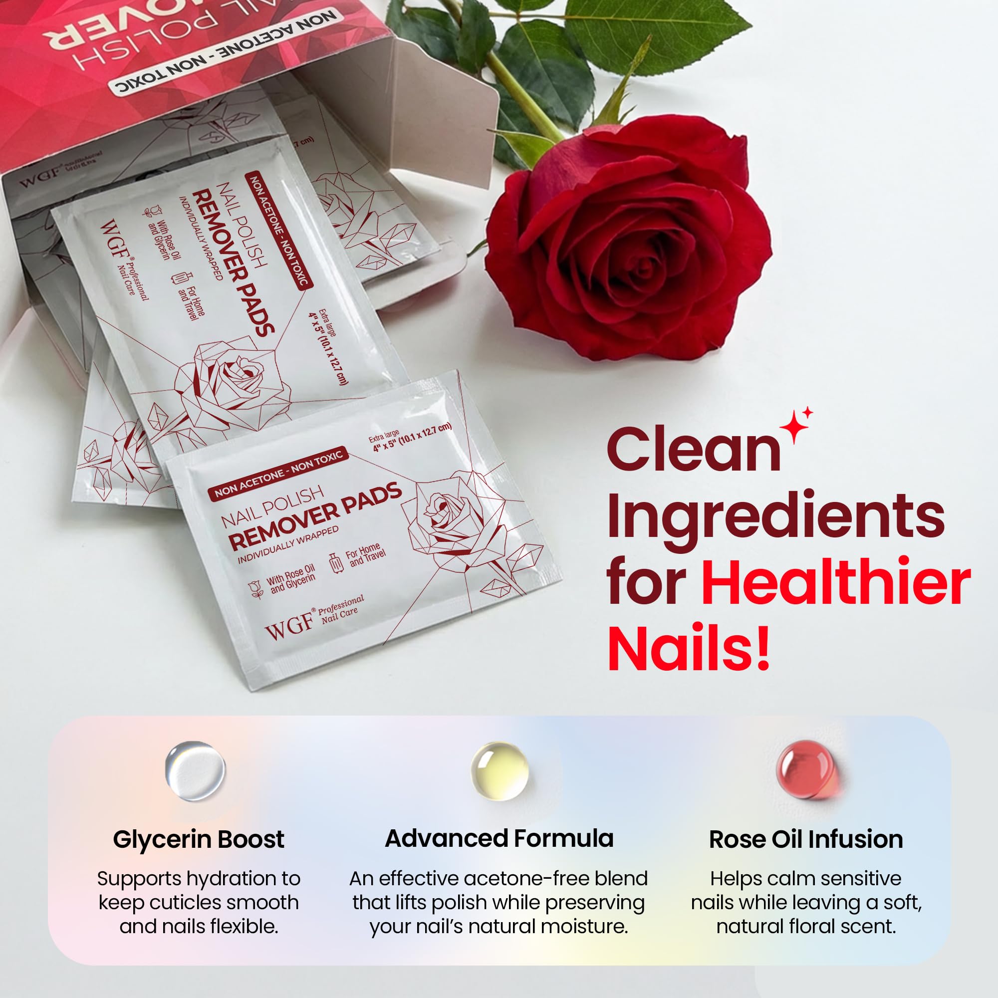 Nail Polish Remover Pads - 14 PCS - 100% Non-Acetone Gentle Formula - Individually Wrapped Wipes - Travel Size Fingernail Remover for Purse & Quick Touch-Ups