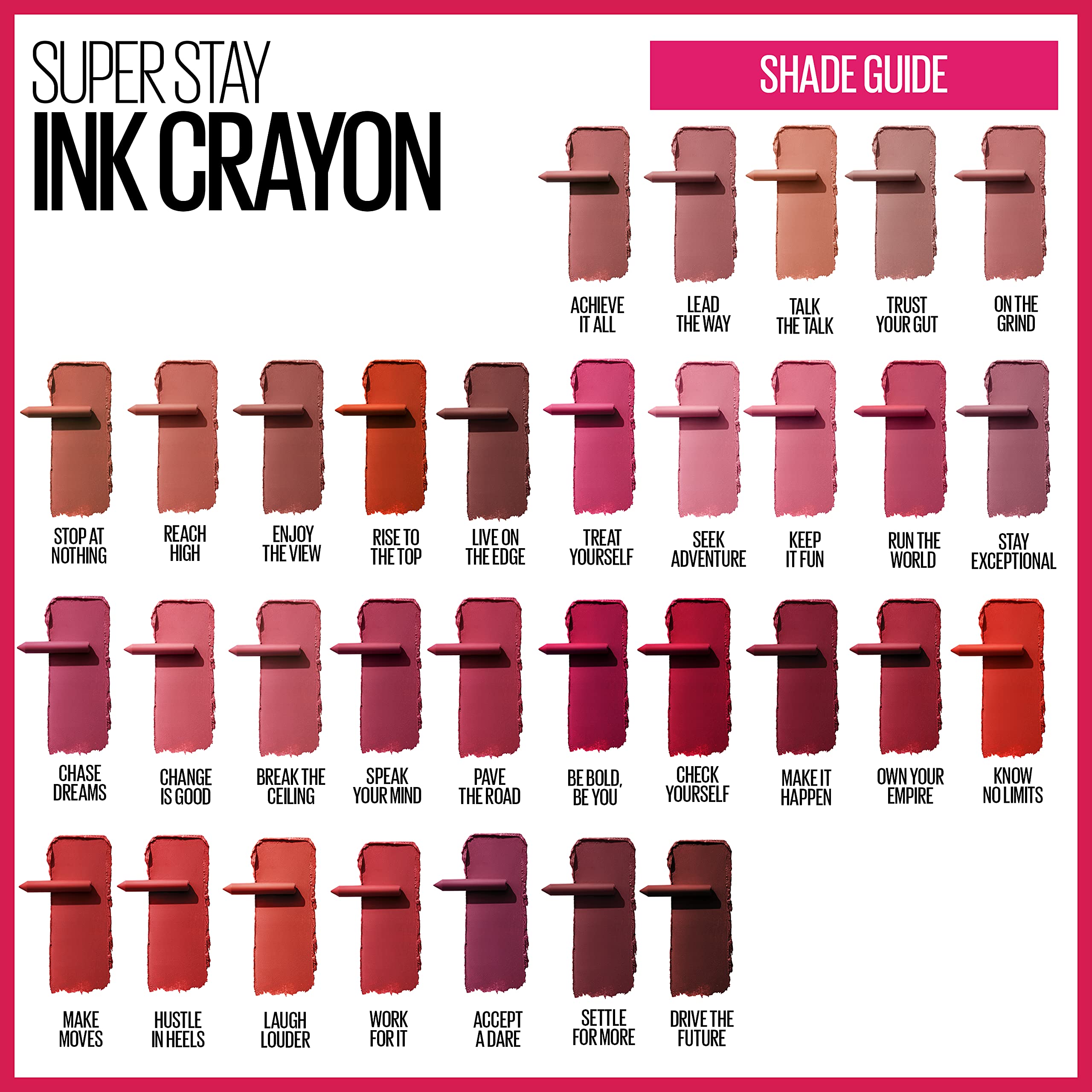 Maybelline Super Stay Ink Crayon Matte Longwear Lipstick Makeup, 145 Break The Ceiling, 0.04 oz