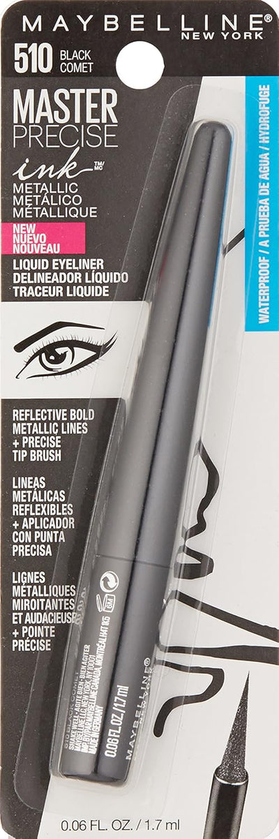 Maybelline New York Master Precise Ink Metallic Liquid Liner, Black Comet, 0.06 Fluid Ounce