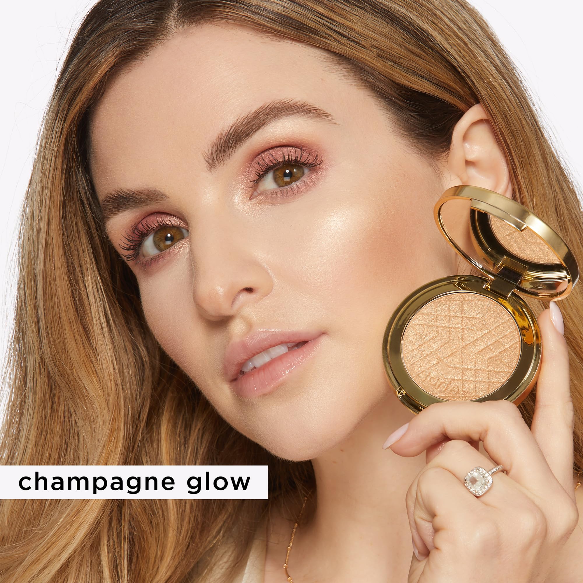 tarte Amazonian clay shimmering light – Pressed Highlighter with Buildable Radiant Glow for a Natural Lightweight Luminous Finish, Vegan & Cruelty-Free, full size, rose gold glow