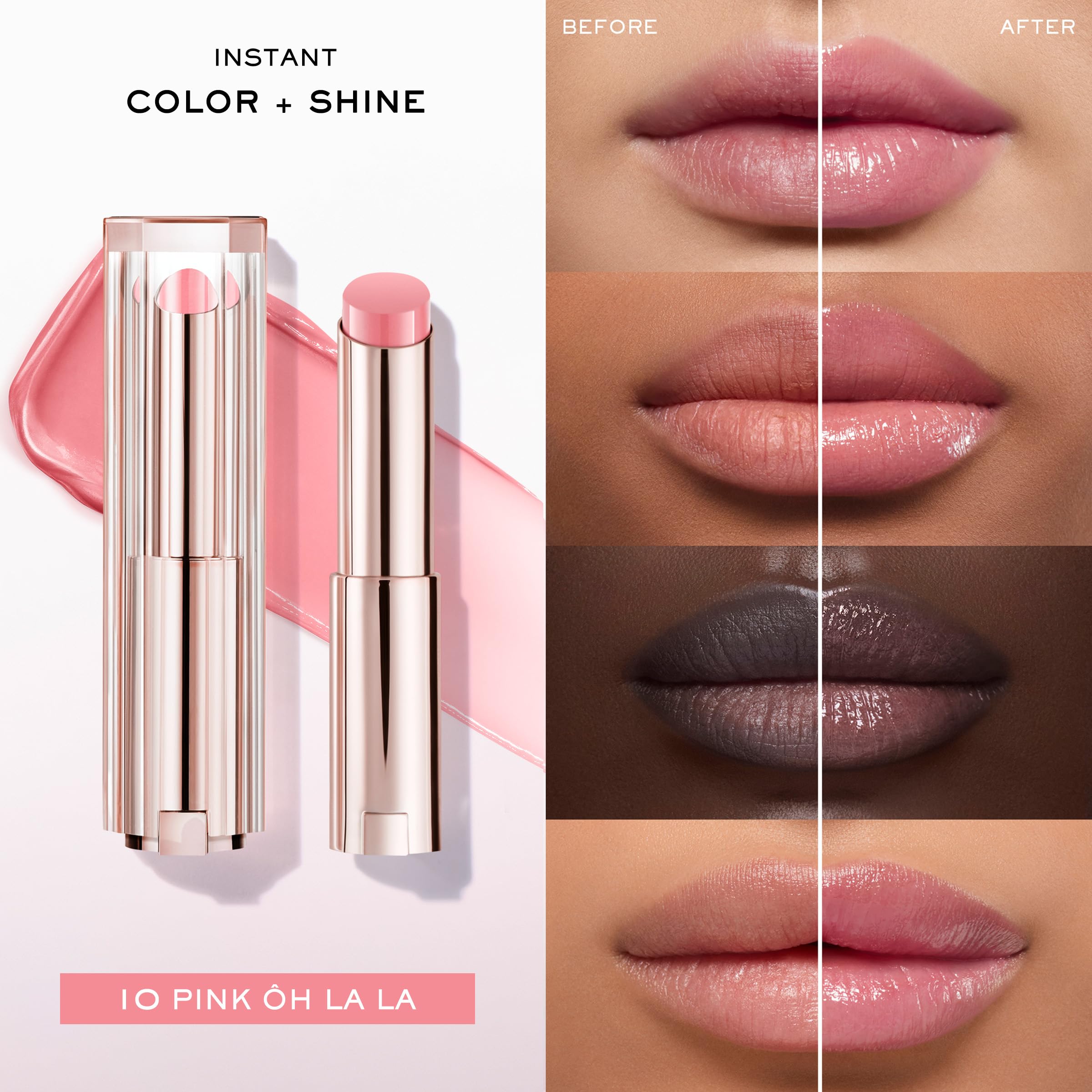 Lancôme Lip Idôle Squalane-12 Butterglow™ Hydrating Lip Balm – Instant Shine, 24H Hydration, and Buildable Color for Smooth & Moisturized Lips - 10 Pink ÔH LA LA