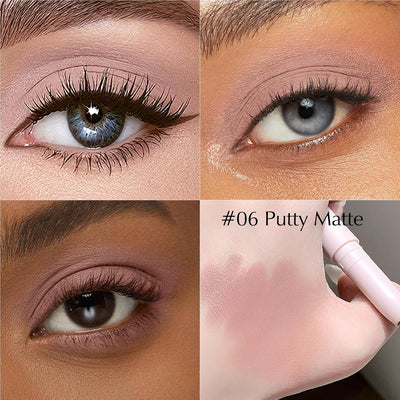 Eyeshadow Stick, Putty Matte Cream Eyeshadow Long-Lasting Crease-Proof Eye Shadow Eyeliner Pencil High Pigmented Neutral Highlighter Makeup Crayon with Blending Brush & Built-in Sharpener