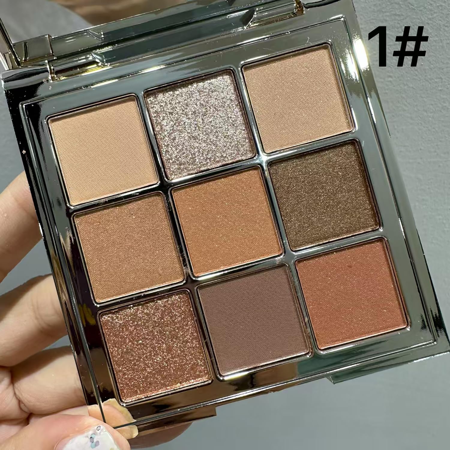 9 Colors Eyeshadow Palette, Matte & Shimmer & Glitter Eye Shadow, Highly Pigmented Silky Smooth Powder Waterproof Long Lasting Makeup Palettes. (Color 1)