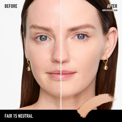bareMinerals Barepro 24HR Skin-Perfecting Powder Foundation, Matte Pressed Powder Foundation Full Coverage with Plant-Based Squalene, Oil Control, Vegan - Fair 15 Neutral