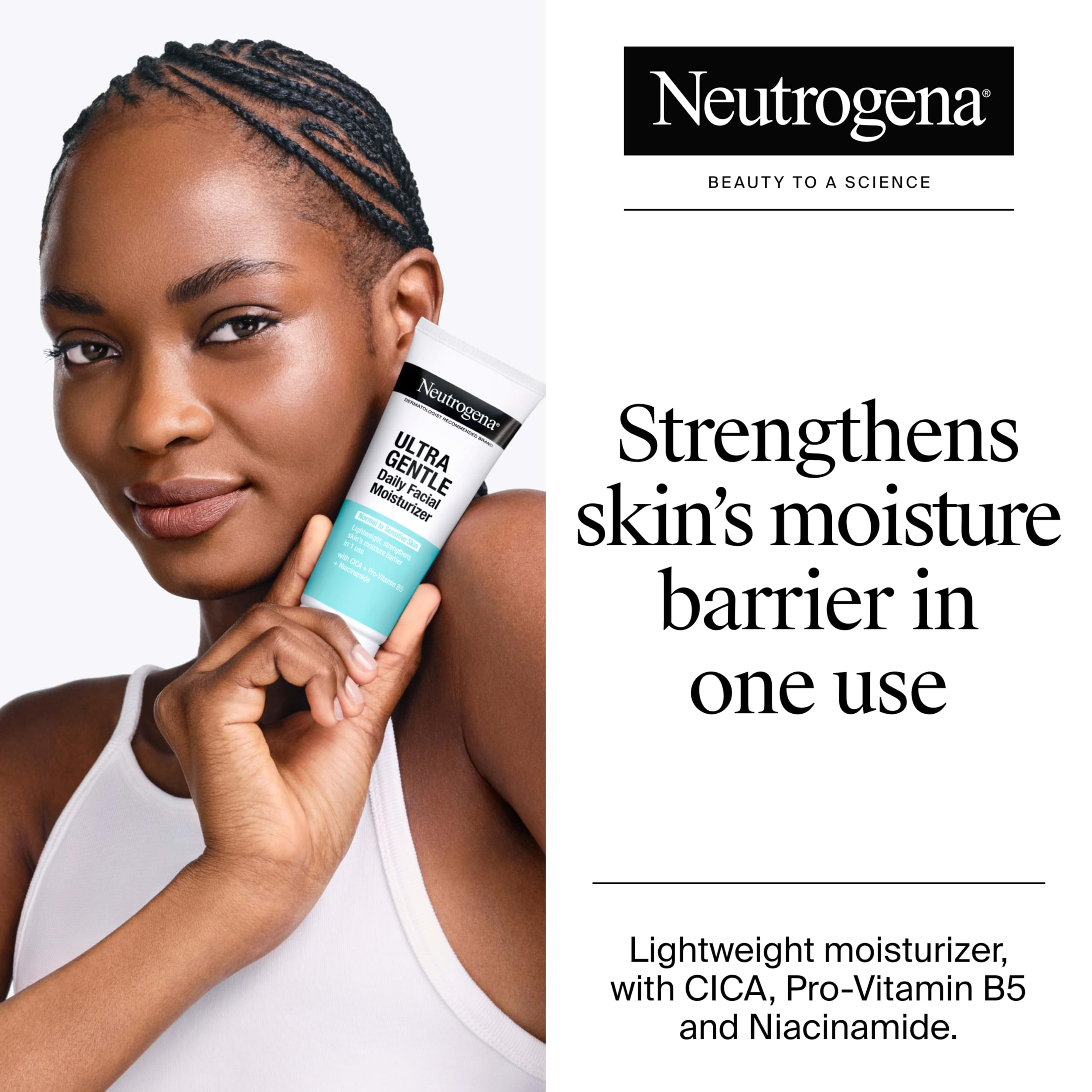 Neutrogena Face Moisturizer Ultra Gentle Daily Face Moisturizer for Sensitive Skin with Vitamin B3, Pro-Vitamin B5, and Vitamin E, Hydrating Moisturizer, 3.4 fl oz
