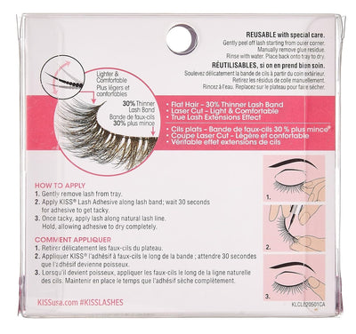 KISS Lash Couture LuXtensions Collection False Eyelashes, Flat Lash Technology, Super Slim Lash Band, Real Lash Extension Fibers, Reusable, Style ‘Royal Silk’, 10mm,1 Pair Strip Lashes