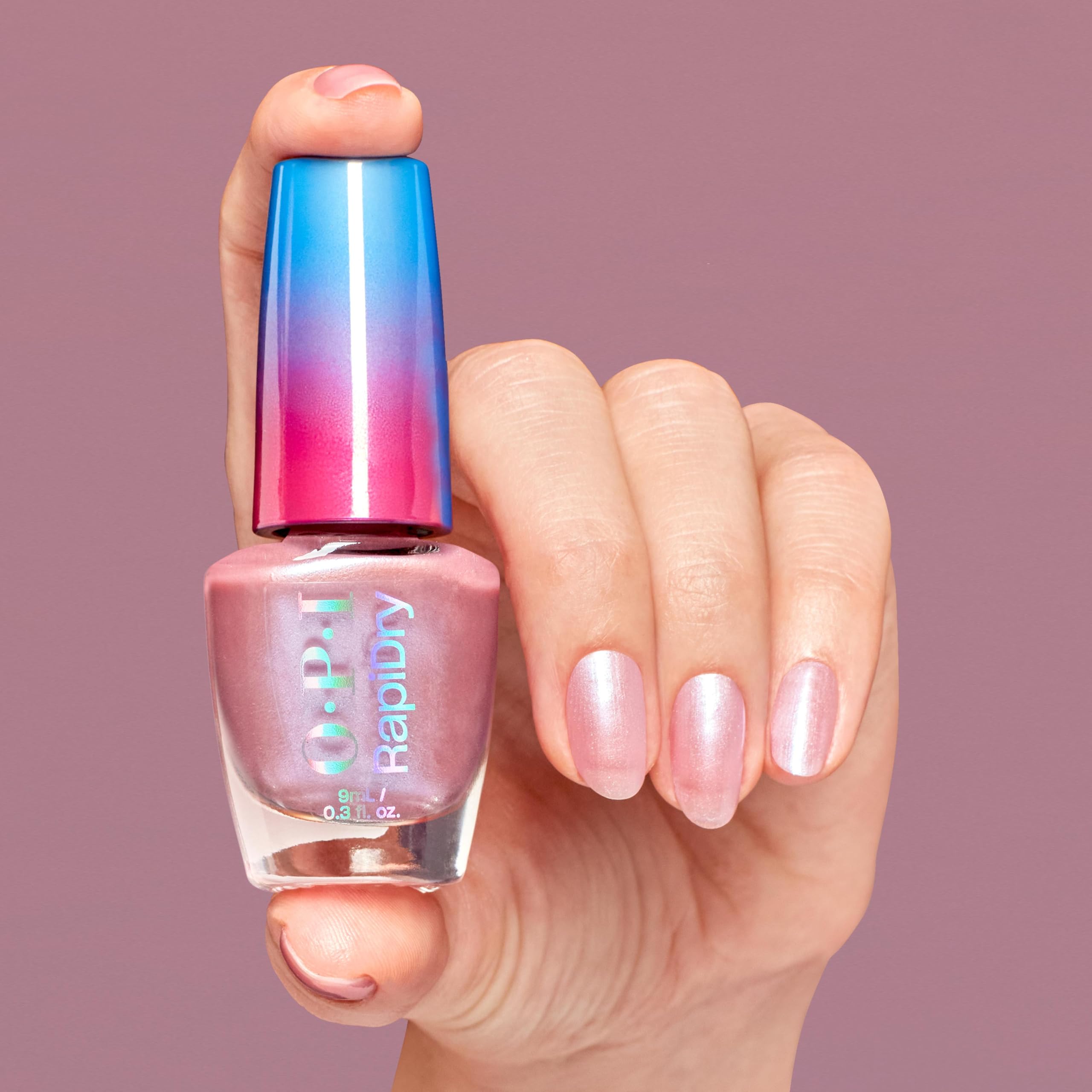 OPI RapiDry Flash n' Flirty | Opaque Soft Pink Pearl Quick Dry Nail Polish | Vegan, Smudge Proof, Fast Drying