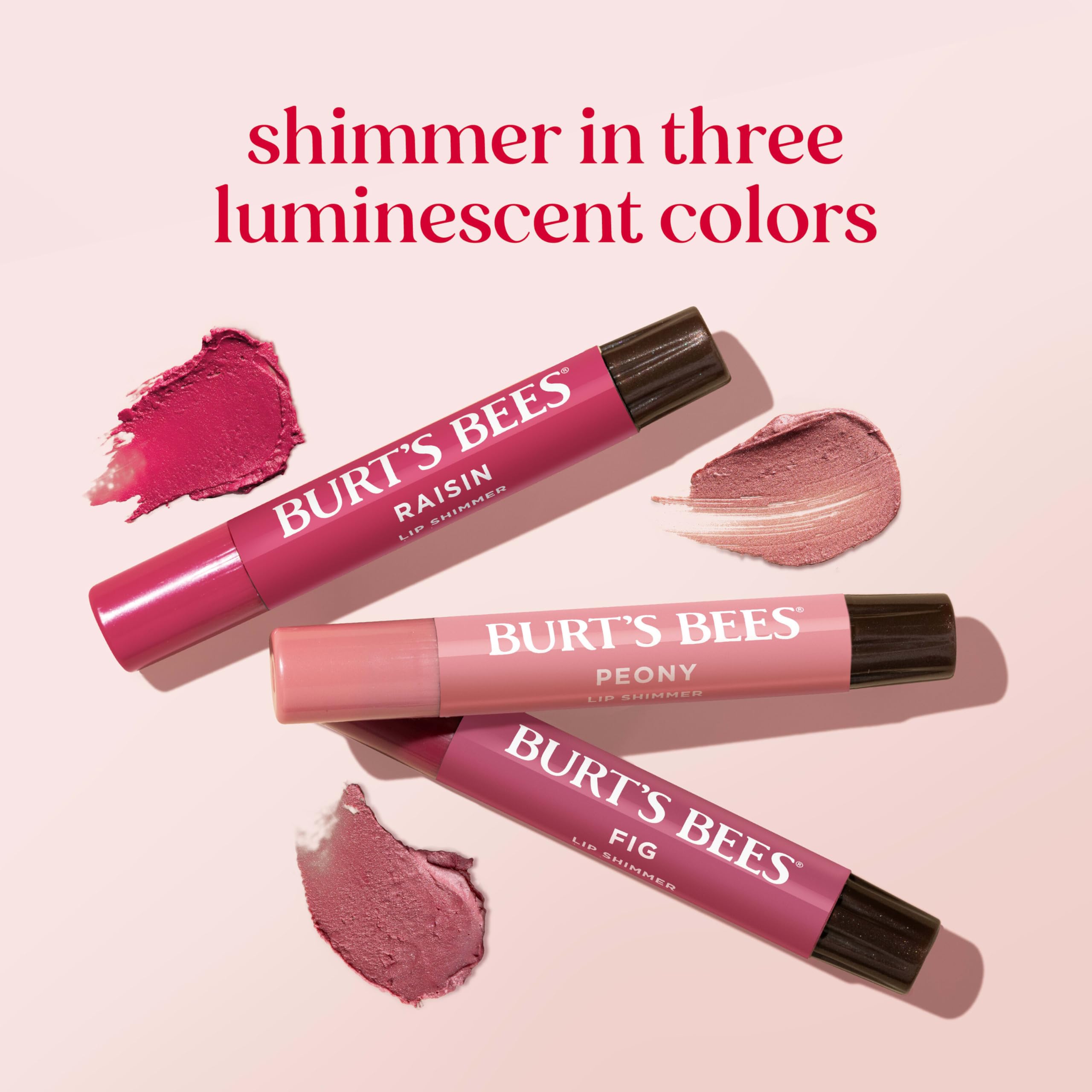 Burt's Bees Lip Shimmer Nude Collection, Tinted Lip Balm Stick, Moisturizing for All Day Hydration with Natural Glowy Pigmented Finish & Buildable Color, 3 Warm Shades; Value Pack, 3 Tubes x 0.09 Oz