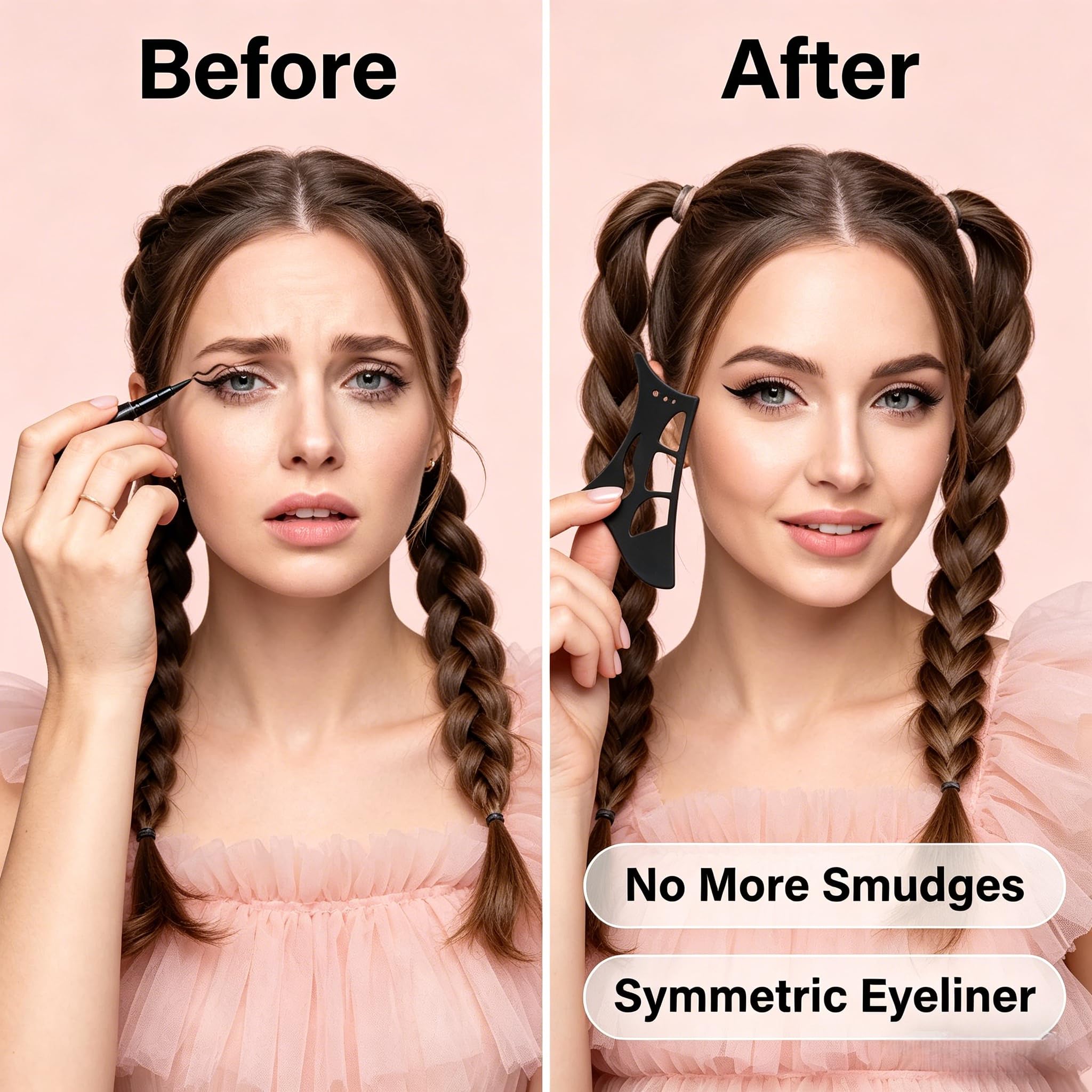 Makeup Template, 2 Pcs Black Winged Eyeliner Tool, Bendable Eye Stencil, Soft Silicone, Multi Scene Eye Makeup Auxiliary, Simple Daily Maintenance