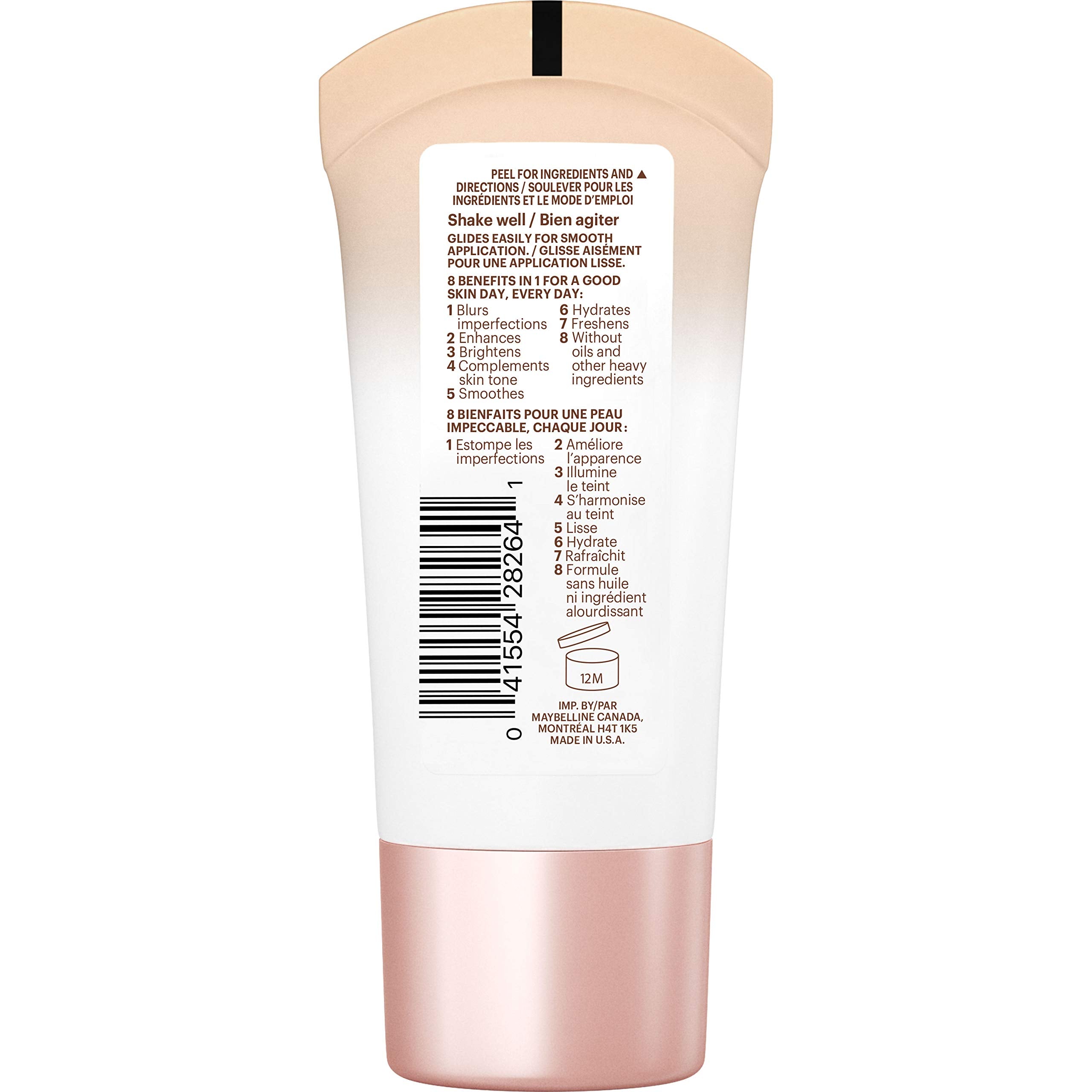 Maybelline Dream Fresh Skin Hydrating BB cream, 8-in-1 Skin Perfecting Beauty Balm with Broad Spectrum SPF 30, Sheer Tint Coverage, Oil-Free, Medium, 1 Fl Oz