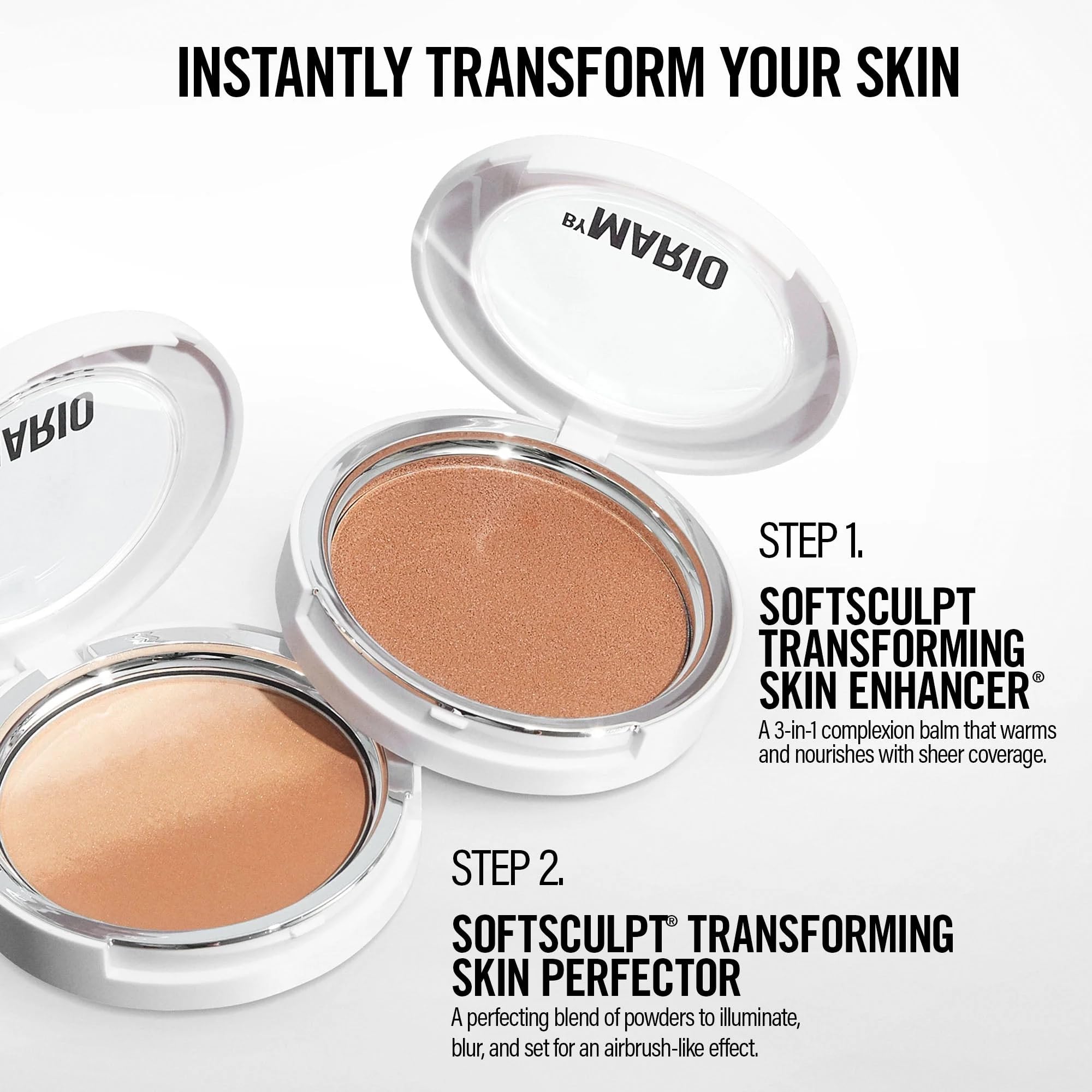 MAKEUP BY MARIO SoftSculpt Transforming Skin Enhancer in Medium Shade 3-in-1 Cream Bronzer Balm, Light to Med Coverage, Dewy Finish, Non-Comedogenic, Weightless Face Sculpting Balm Full Size