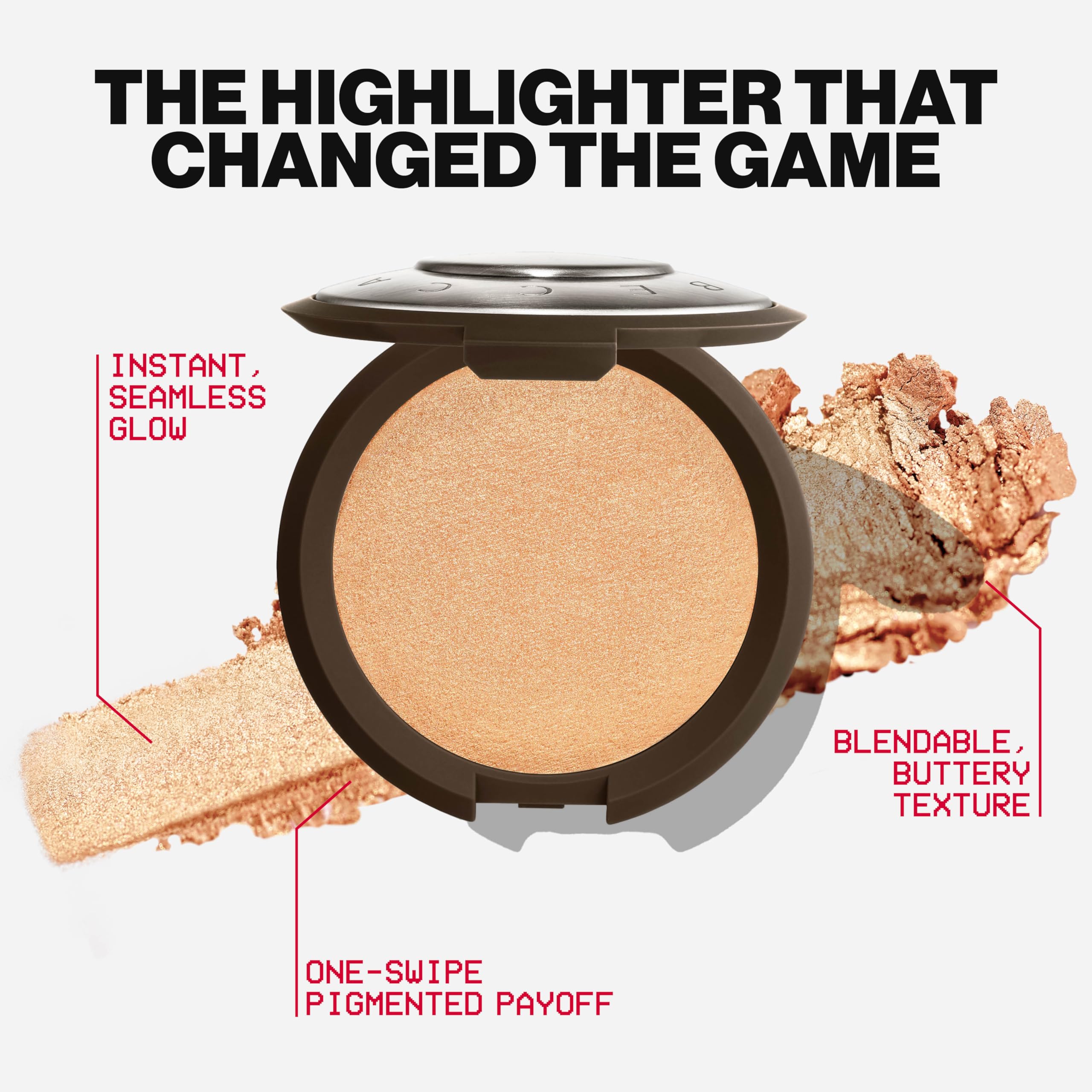 Smashbox X BECCA Shimmering Skin Perfector Pressed Highlighter | Creamy Formula that Melts into Skin for a Natural, Radiant, Glow-Boosting Highlight, 0.09 Ounce, Champagne Pop Mini