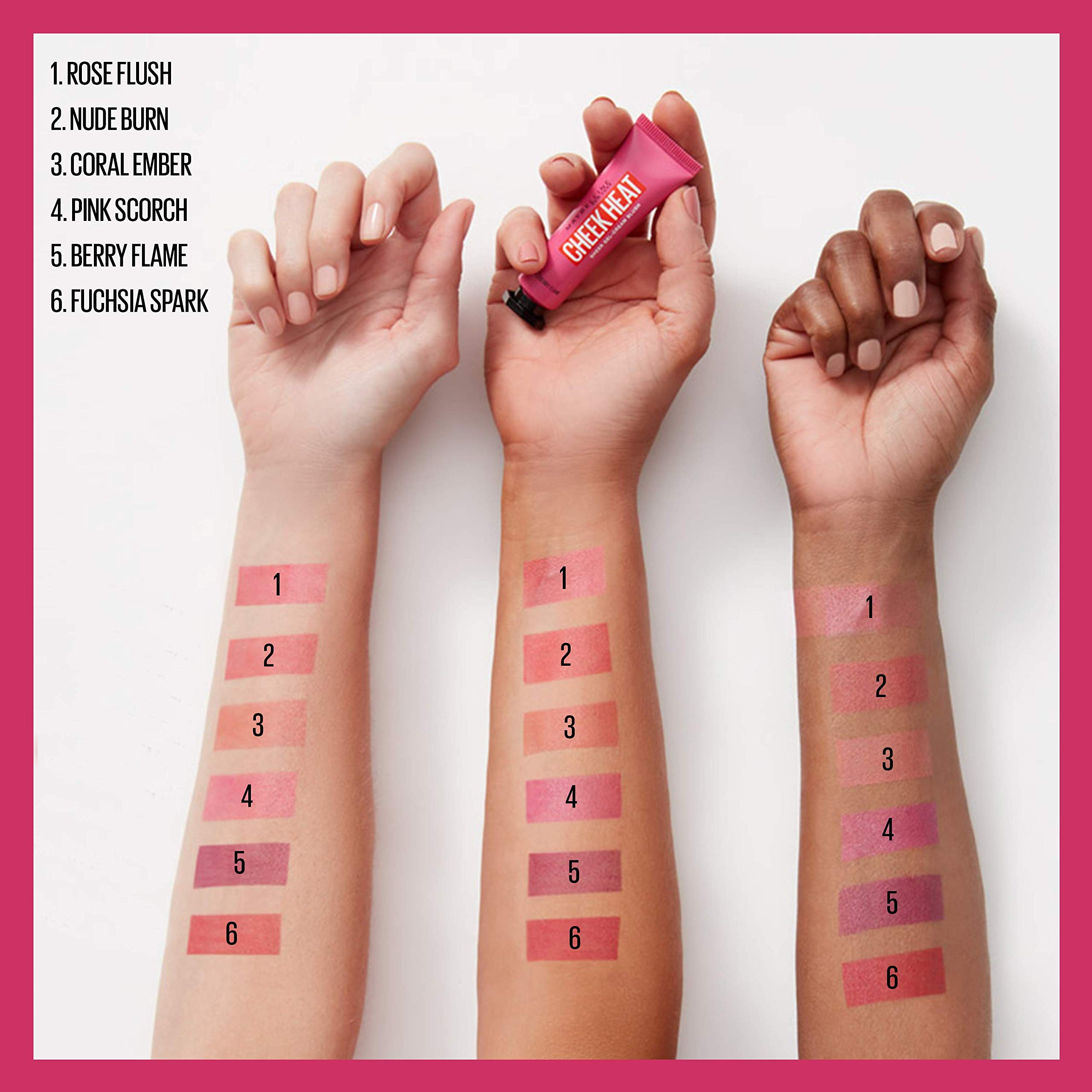 Maybelline Cheek Heat Gel-Cream Blush Makeup, lightweight, Breathable Feel, Sheer Flush Of Color, Natural-Looking, Dewy Finish, Oil-Free, Rose Flush, 1 Count