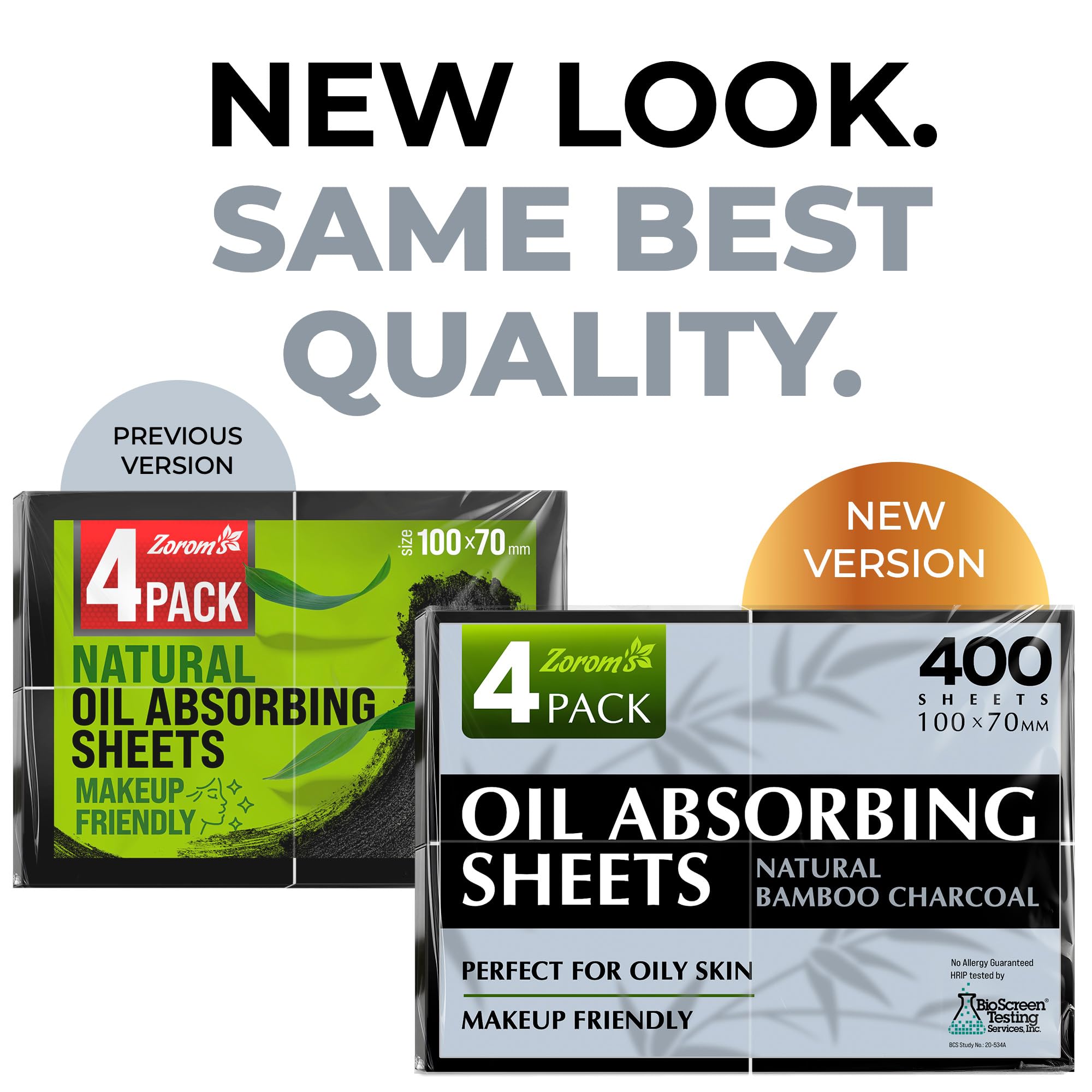 Natural Oil Blotting Sheets for Face with Bamboo Charcoal - 4pk/400 Makeup Friendly Oil Absorbing Sheets for Face - Blotting Papers for Oily Skin - Perfect for Keeping in Purse - Oil Control Film
