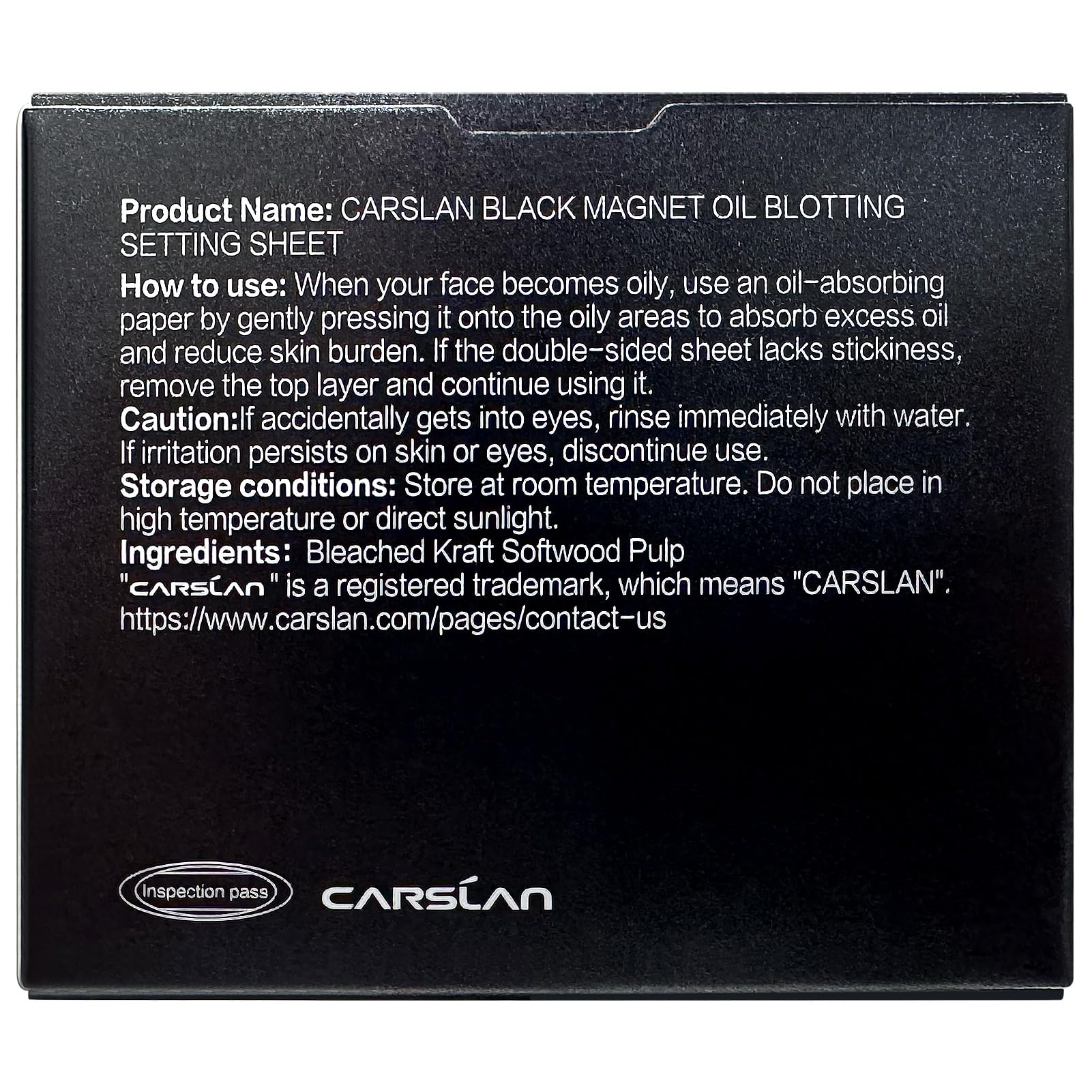 CARSLAN Makeup Blotting Paper with Powder, Black Magnet Blotting Sheet for Oily & Combination Skin, Portable Compact with Puff & Mirror, Keeps Makeup Fresh All Day, 450 Sheets + 8 Refill Adhesive Pads