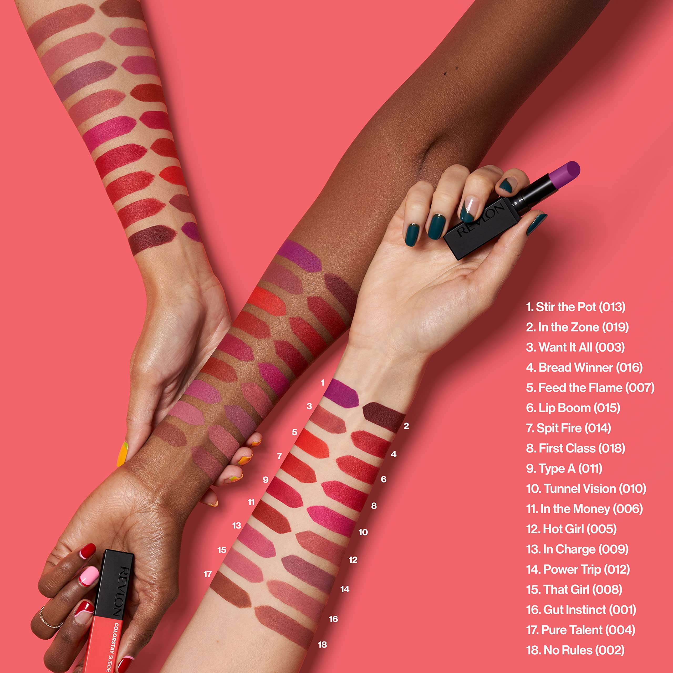 Revlon Lipstick, ColorStay Suede Ink, Built-in Primer, Infused with Vitamin E, Waterproof, Smudge-proof, Matte Color, 009 In Charge, 0.09 oz