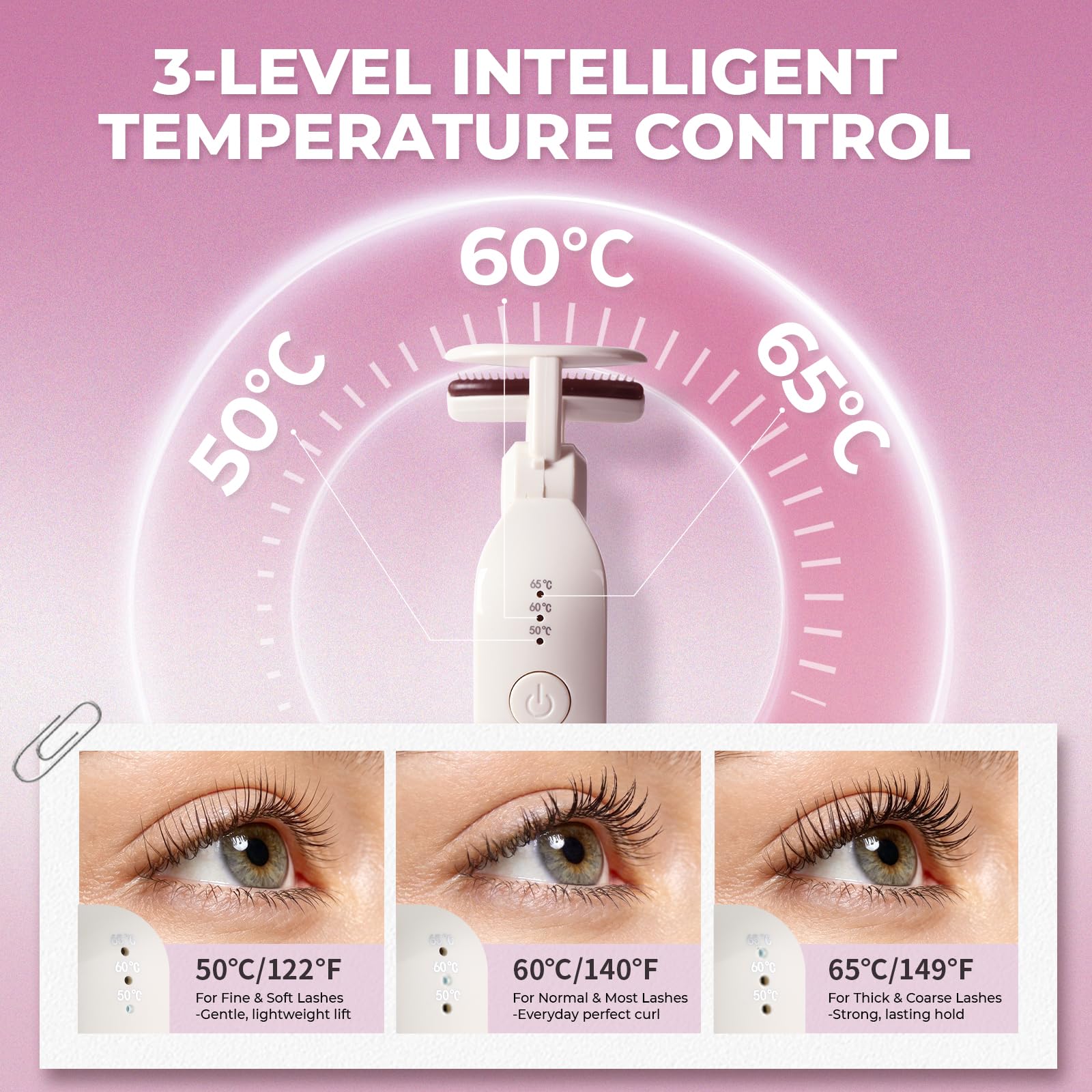 Heated Eyelash Curler, 5s Fast Heat Up & 24H Long-Lasting Curls, Electric Lash Curler with Intelligent Temp Control & Anti-Burn Silicone Pad, Type-C Rechargeable, Quick Natural Curling for All Lashes