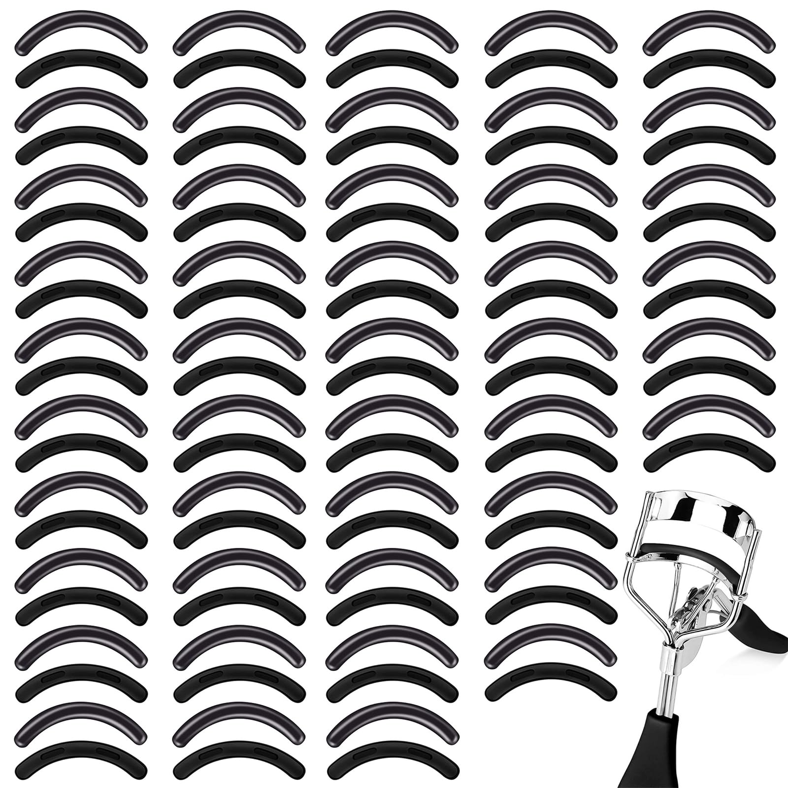Shuielai 40pc Eyelash Curler Refills, Eyelash Curler Pads Replacement Rubber Inserts for Eyelash Curlers, Black