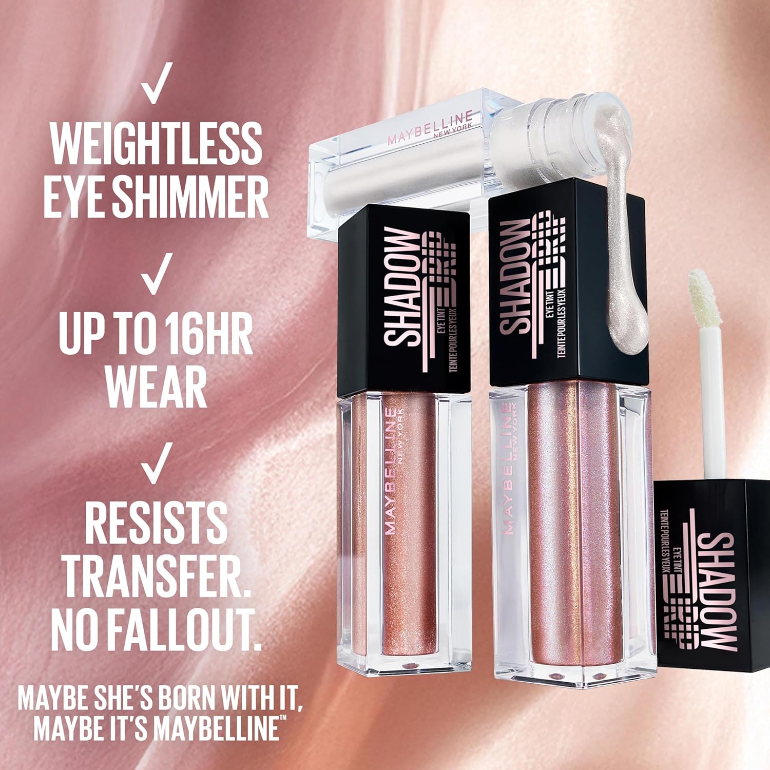 MAYBELLINE Shadow Drip Eye Tint Liquid Eyeshadow, High-Impact, Lightweight Shimmer Eye Shadow with Up To 16HR Wear, Quartz Drip, 1 Count