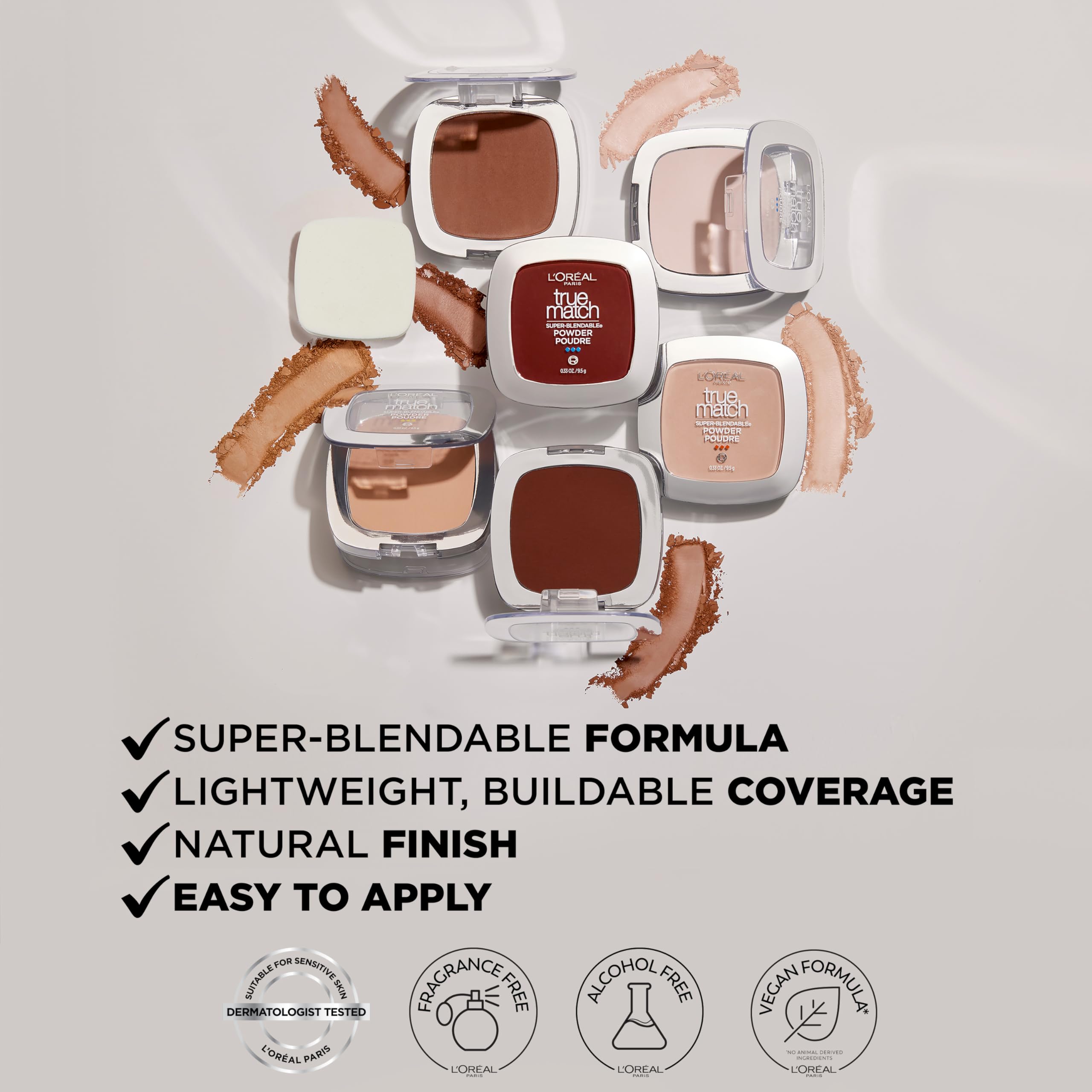 L'Oreal Paris True Match Super Blendable Oil Free Foundation Powder, C3 Light Medium, 0.33 oz, Packaging May Vary