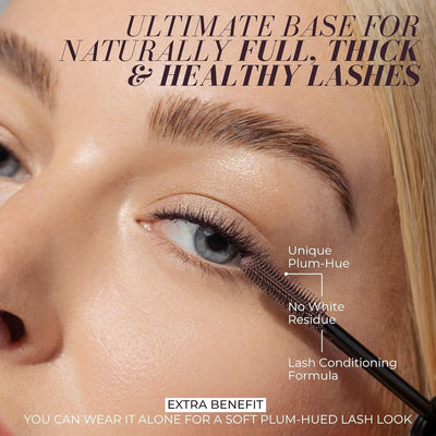 Fitglow Beauty Plum Lash Primer | Vegan Volumizing & Conditioning Eyelash Primer | Unique Purple Hue Blends Seamlessly | Natural Fuller Thicker Stronger Lashes | Clump-Free Mascara Base | 9g