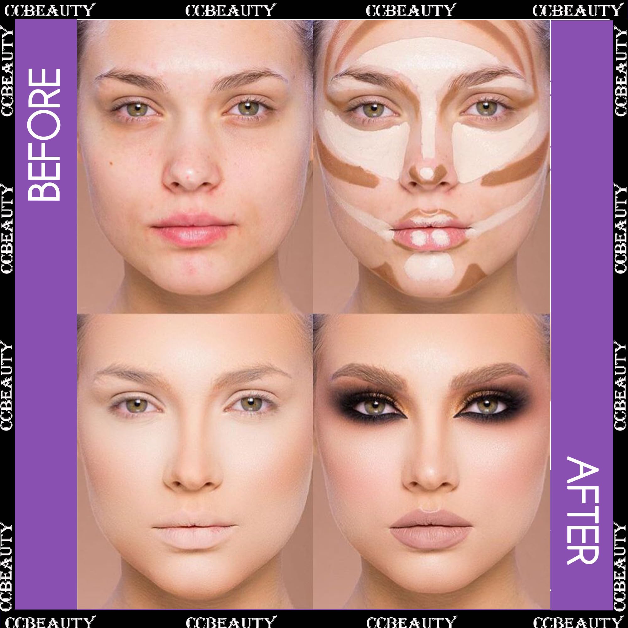 CCbeauty 2-IN-1 Matte Contour Stick,Cream Dual Highlight Concealer Stick, Highlighting & Contouring Kit, Bronzer Highlighter Sticks for Face Shaping Makeup, Long Lasting & Waterproof