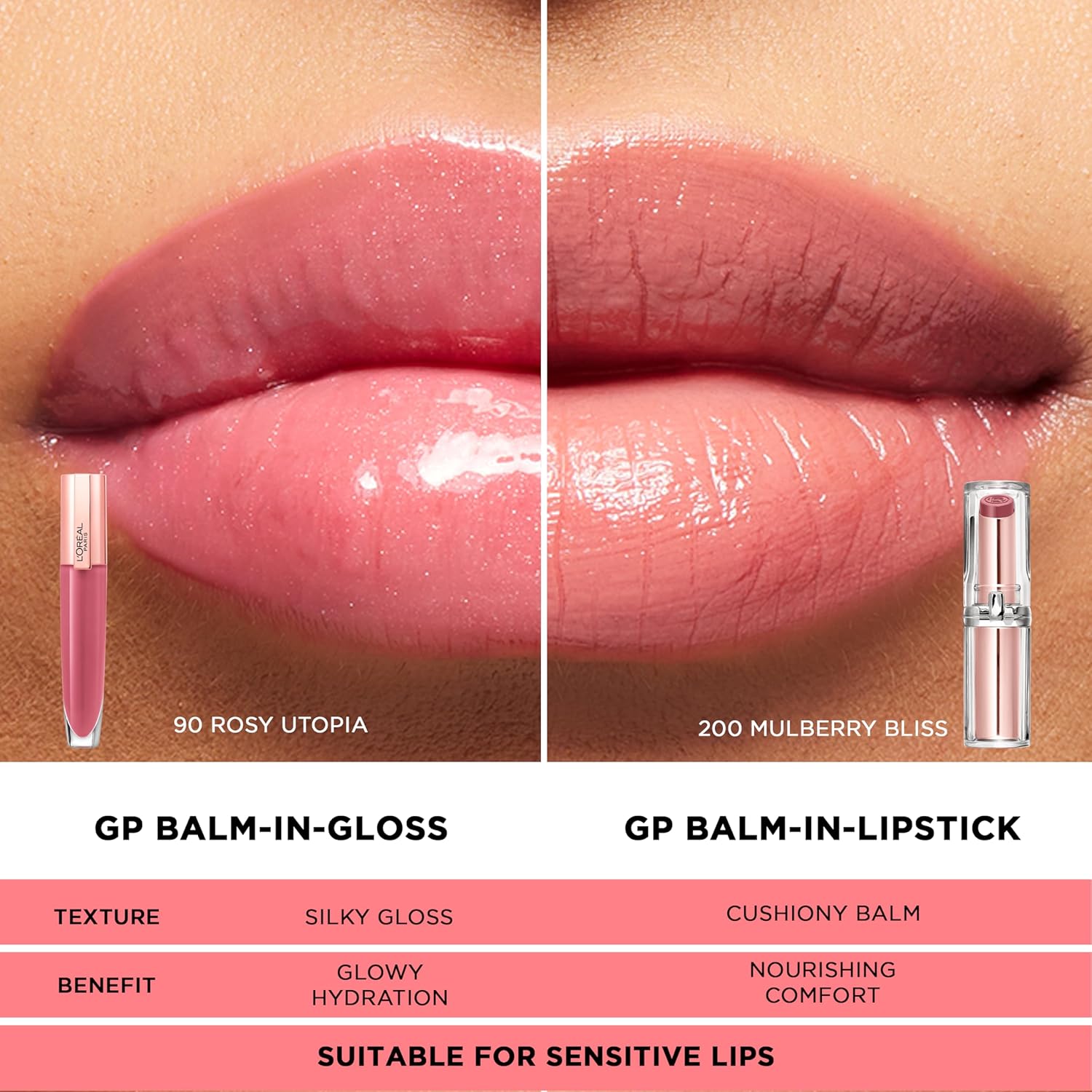 L'Oreal Paris Glow Paradise Hydrating Balm-in-Lipstick with Pomegranate Extract, Nude Heaven, 0.1 Oz