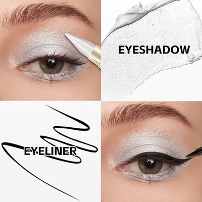 Boobeen 2 in 1 Dual-ended Eyeshadow Eyeliner Pencil Crayon Shimmer Eyeshadow Stick with Liquid Eyeliner, Eye Brightener Stick Cream Eye Shadow Pen Create Glitter Eye Makeup