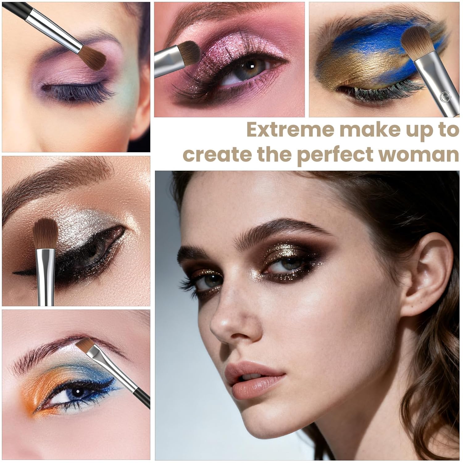 4Pcs Eyeshadow Brushes 2 in 1 Double Ended Eyeliner Smudge Brush Professional Eyeshadow Blending Brush for Concealer Eyebrows Eyeliner