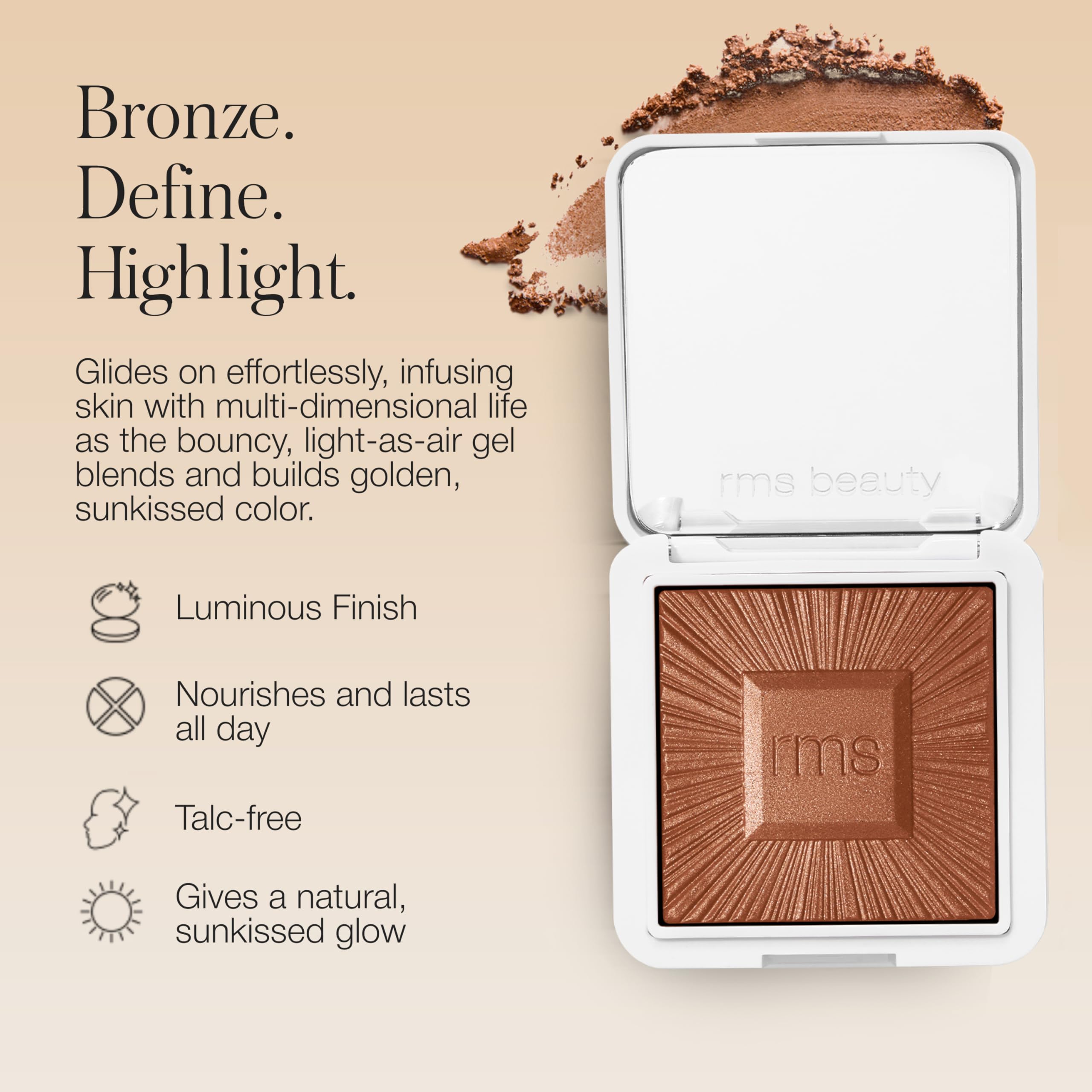 RMS Beauty Redimension Hydra-Bronzer Cream Bronzer & Highlighter | Hydrating Lightweight Formula | Medium Shade for Natural Glow & Sculpted Contour
