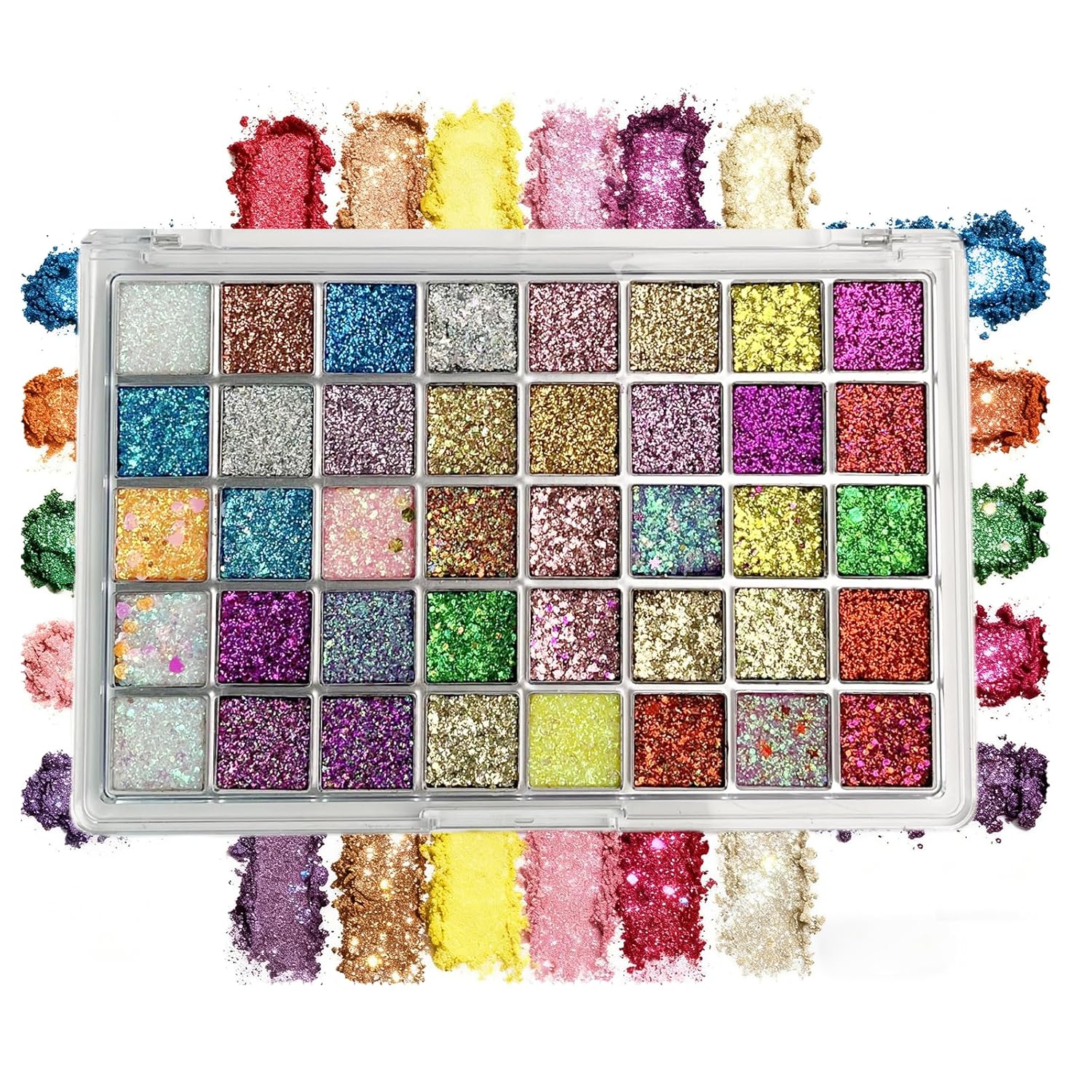 K'APEINE Glitter Eyeshadow Palette-Ultra Shimmer Makeup Palette Eye Shadow Chunky & Fine Pressed 40 Colors Highly Pigmented Eye Shades Long Lasting Waterproof for Face Body