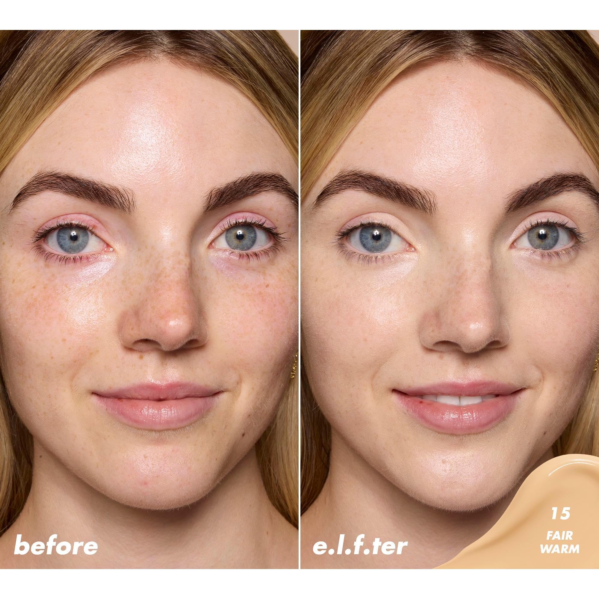 e.l.f. Soft Glam Satin Concealer, Medium Coverage For Blemishes & Under-Eye, Crease-Resistant, Long Lasting, Vegan & Cruelty-Free, 15 Fair Warm