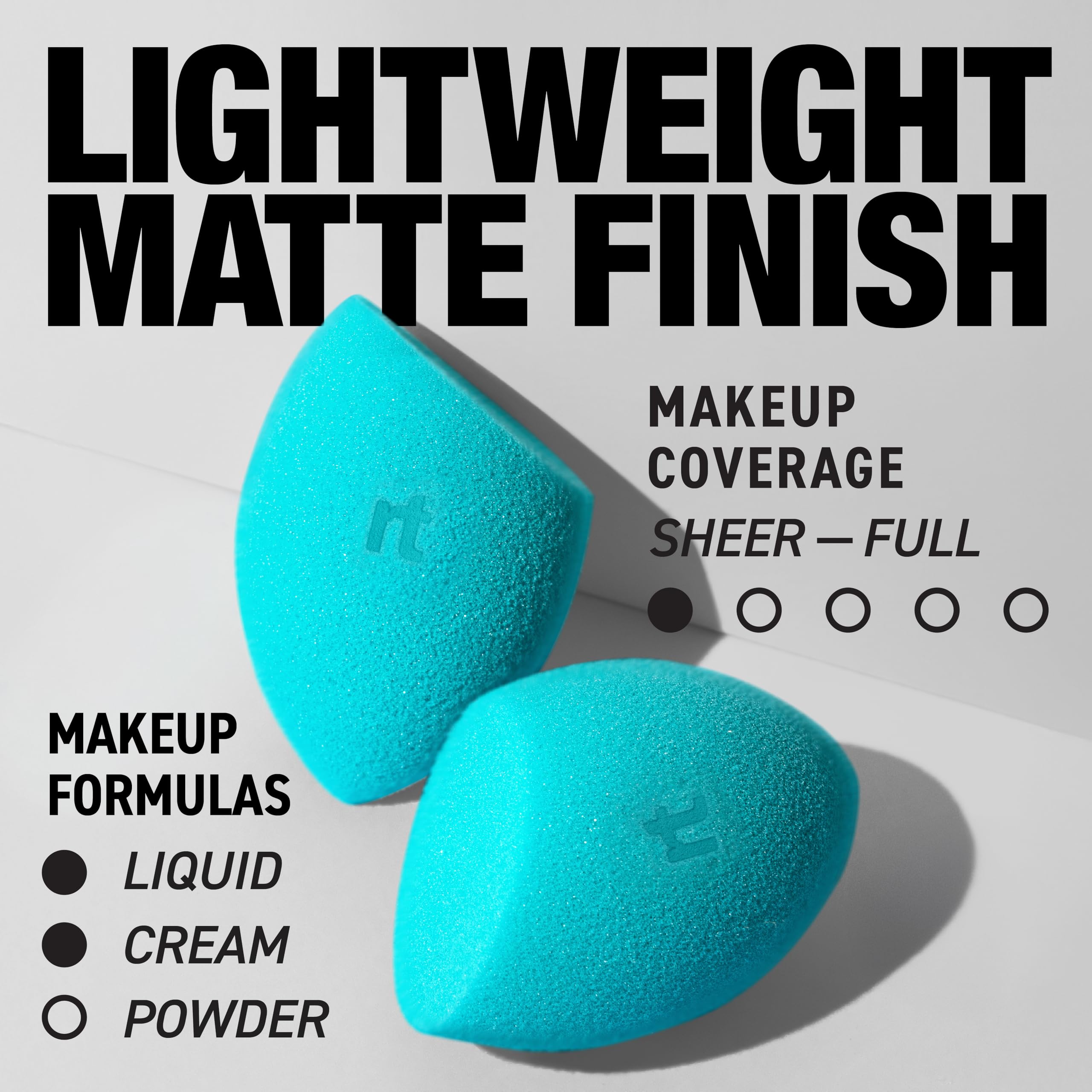 Real Techniques Miracle Airblend Sponge, Matte Makeup Blending Sponge, For Liquid, Cream, & Powder Products, Offers Medium To Full Coverage, Foundation Sponge, Latex-Free Foam, 1 Count