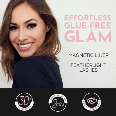 Luxillia Magnetic Eyelashes Kit – 7 Piece Magnetic Eyelash & Eyeliner Set with Applicator – Natural Look Easy Apply Reusable Fake Extension Lashes, No Glue – Pestañas Postizas Magnéticas Naturales