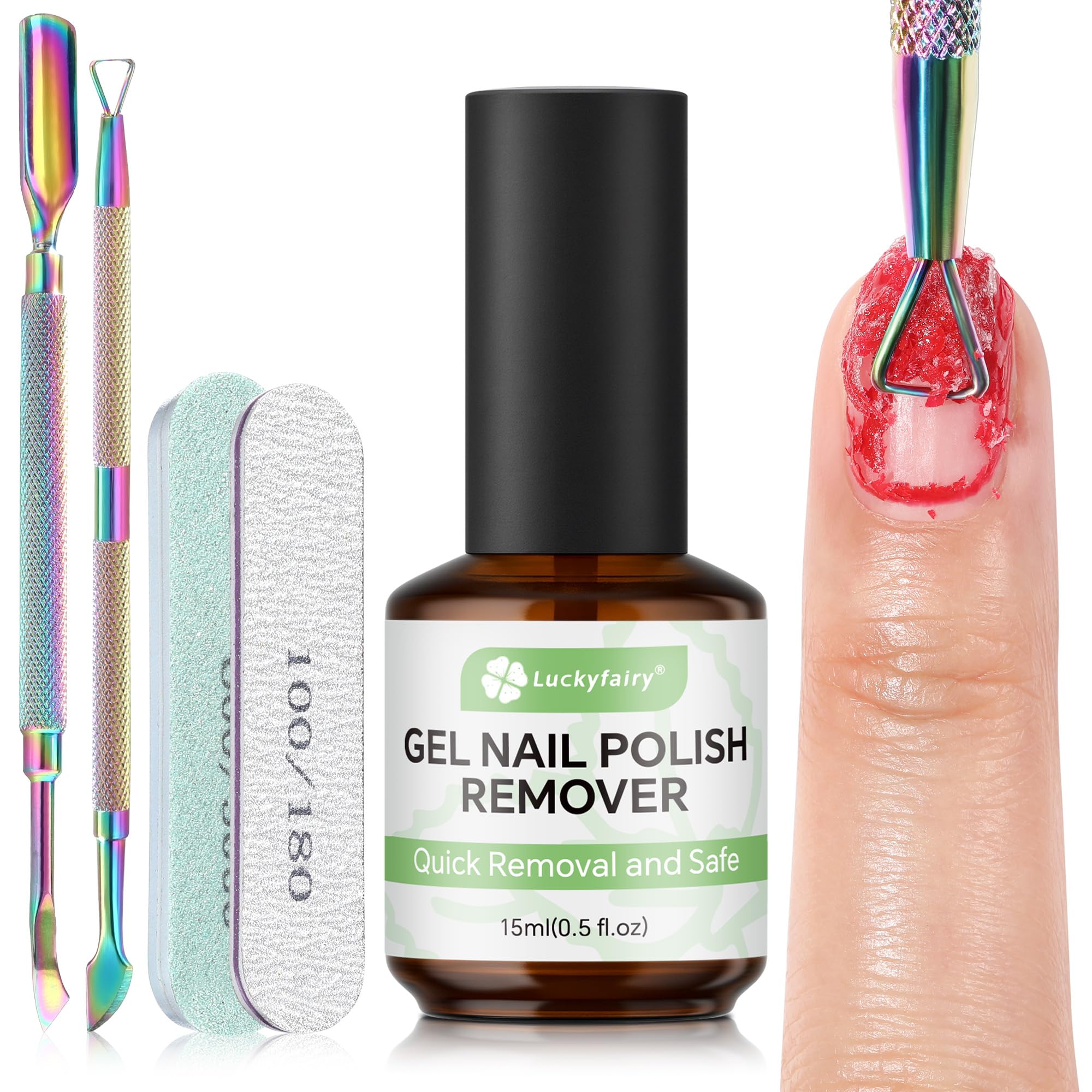 Gel Nail Polish Remover: 5Pcs Gel Polish Remover Kit for Nails, Acetone-free Easy Quick Nail Polish Remove in 2-5 Minutes, No Need to Soak or Wrap, Professional Nail Remover Kit Tools