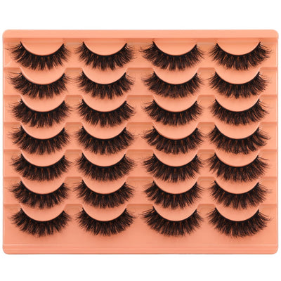 Short Lashes Natural Look False Eyelashes Thick Volume Faux Mink Lashes Pack Wispy Strip Fake Eyelashes Cat Eye Lashes that Look Like Extensions 14 Pairs